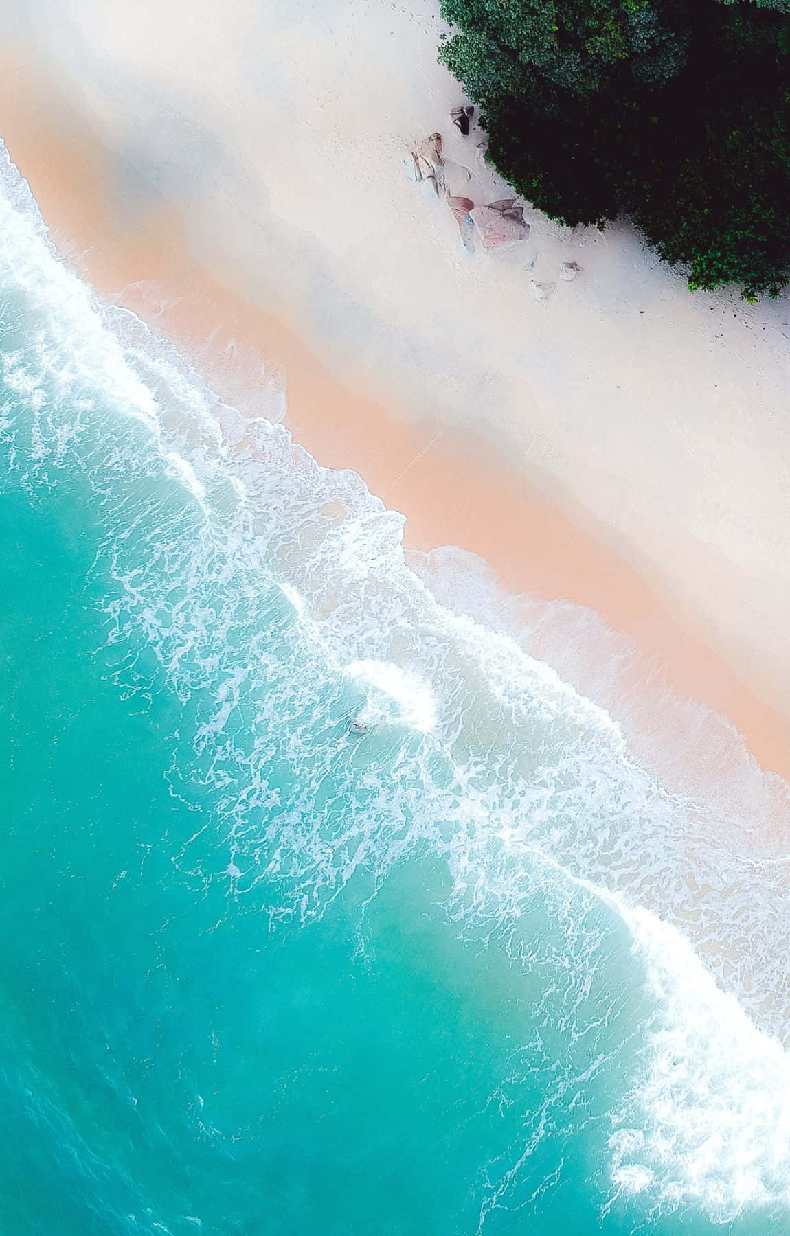 Beach Scene Aerial Ocean Waves Background