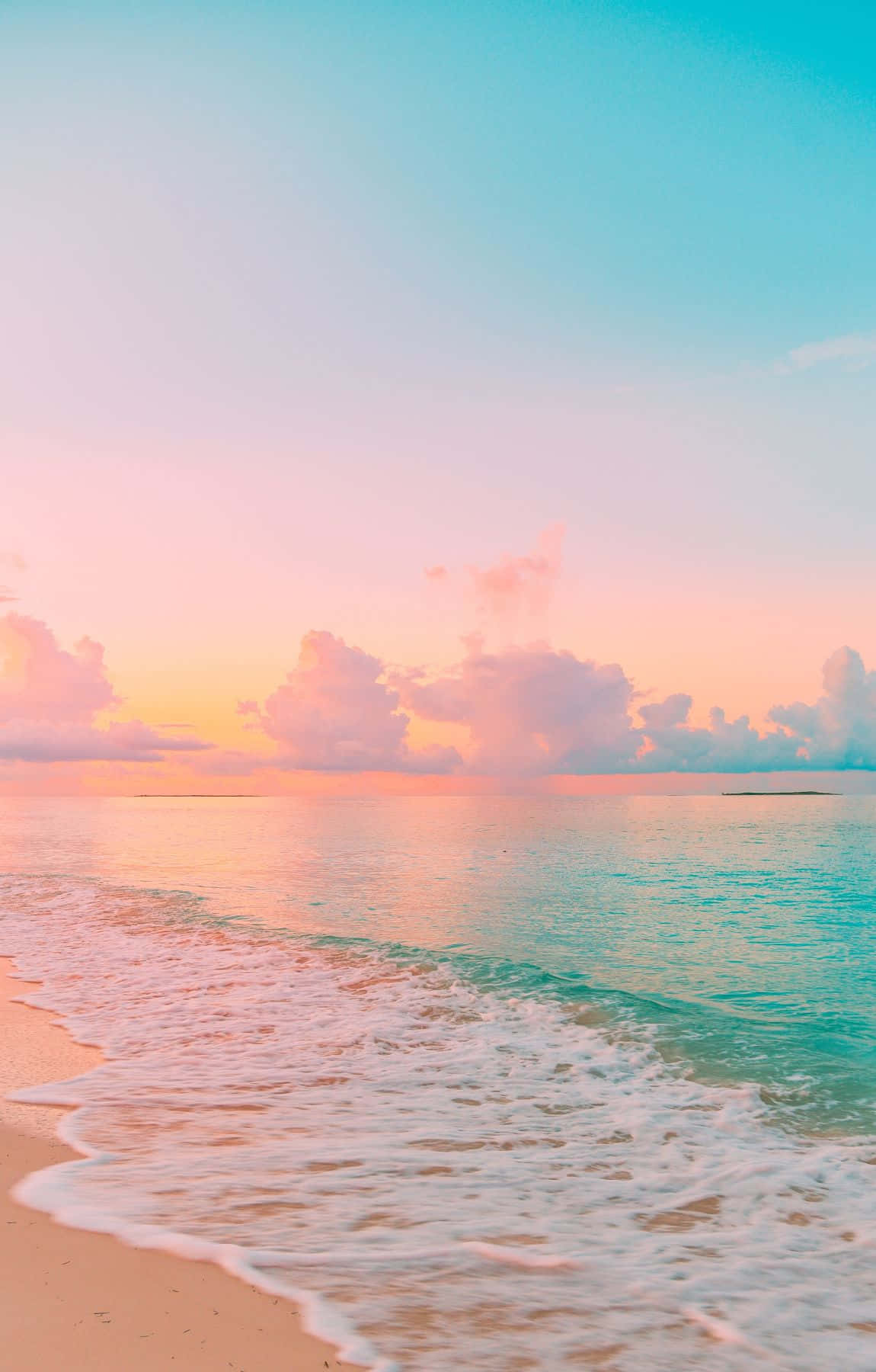 Beach Scene Waves Sunset View Background