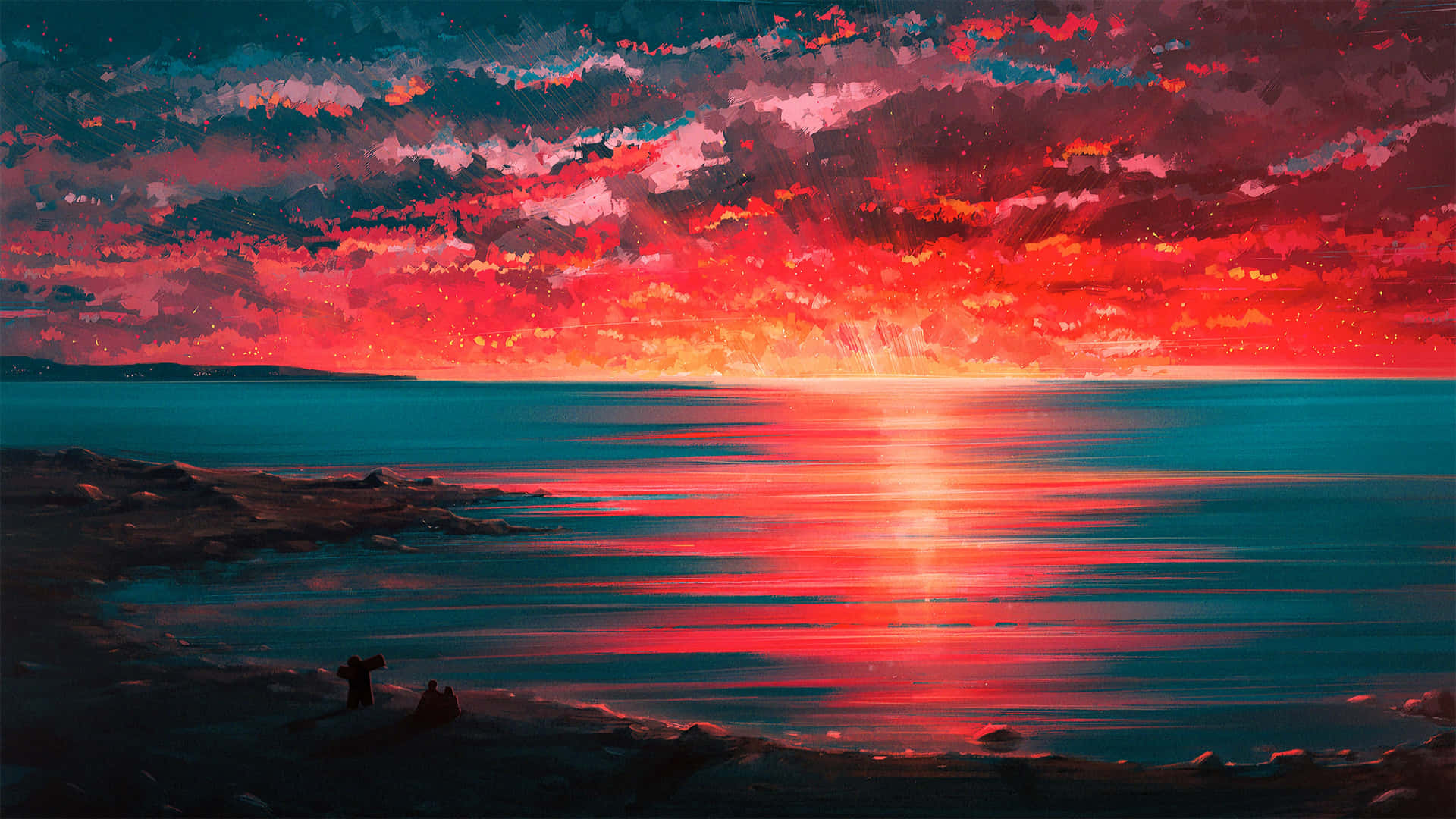 Beach Sunset 4k Painting