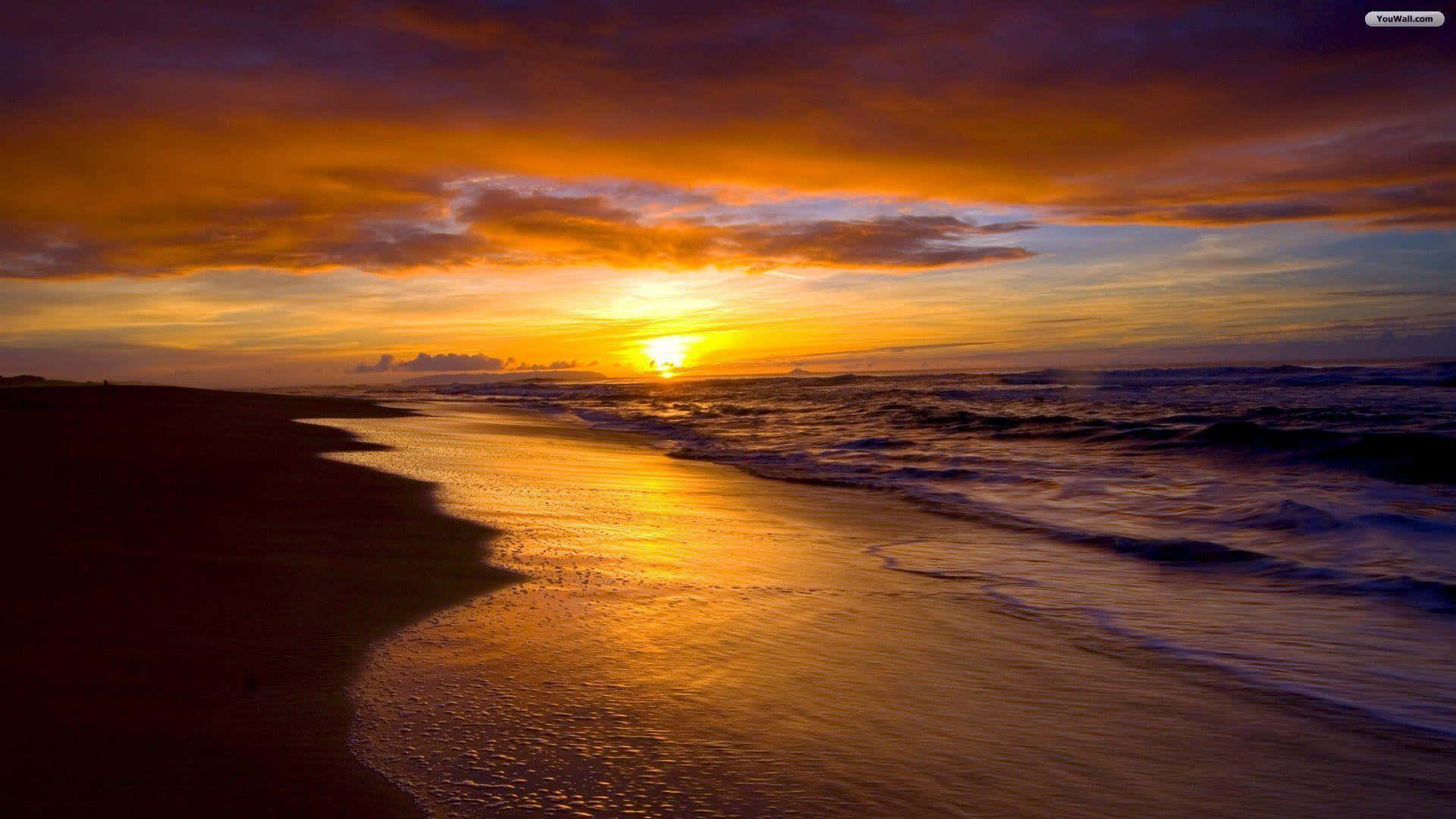 Beach Sunset Ocean View Hd Background