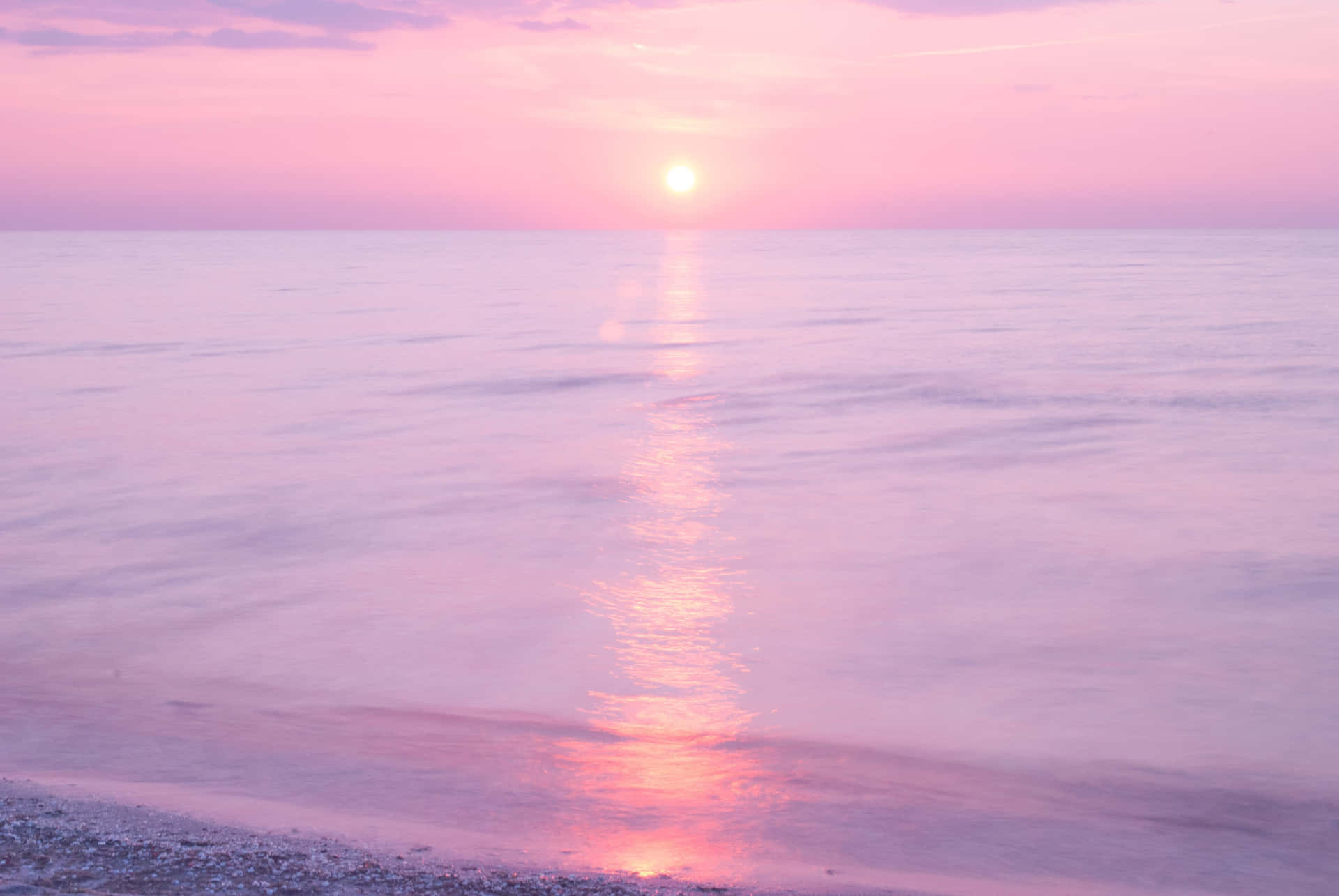 Beach Sunset Pink Sky Hd Background