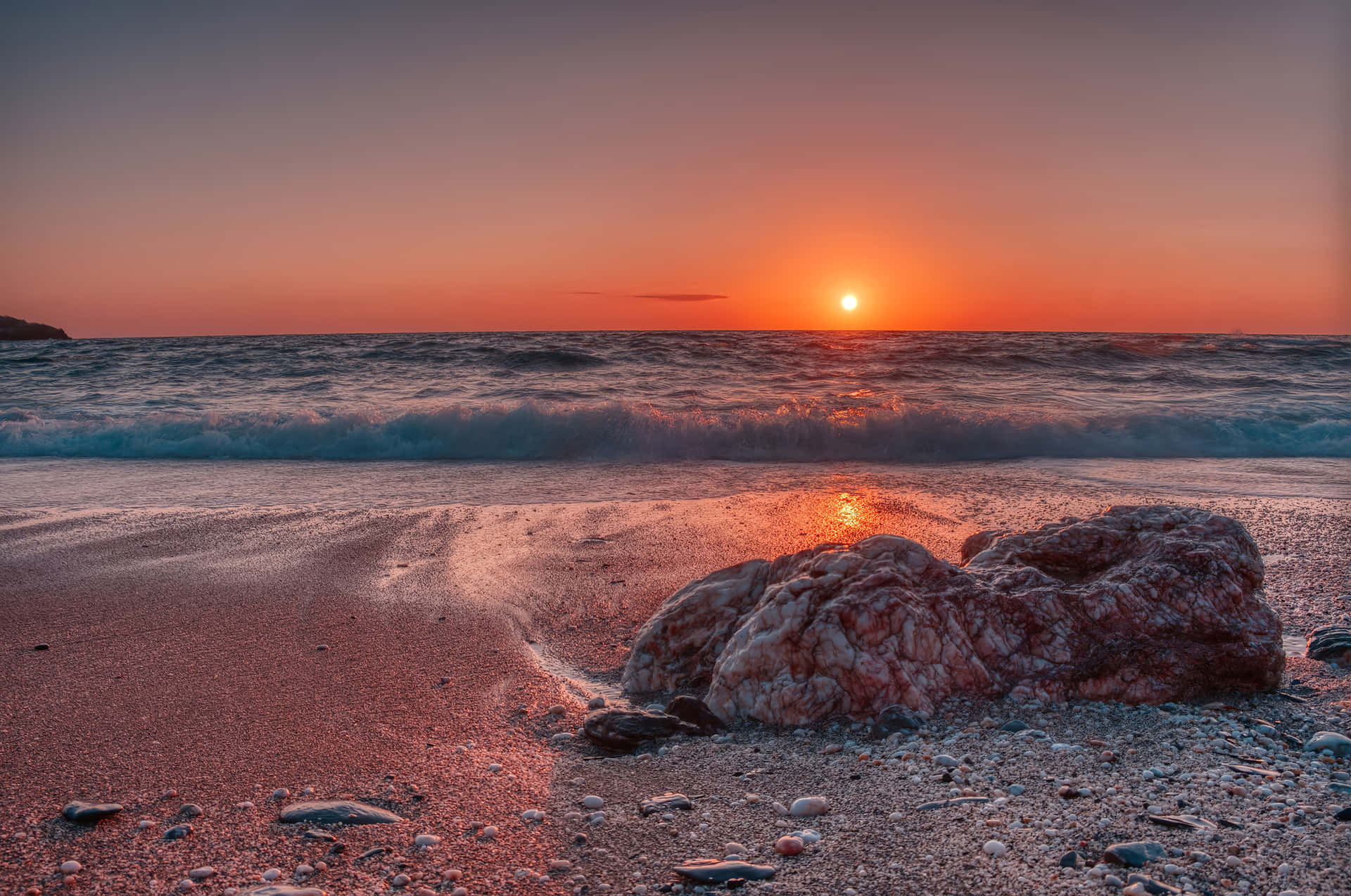 Beach Sunset Rock Hd Background