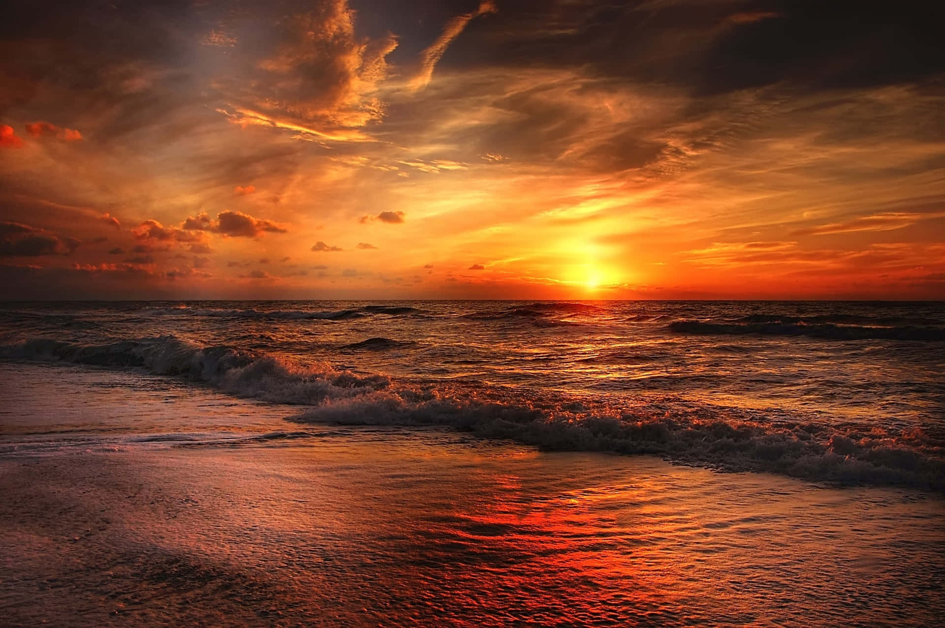 Beach Sunset Sunset Over Ocean Hd Background