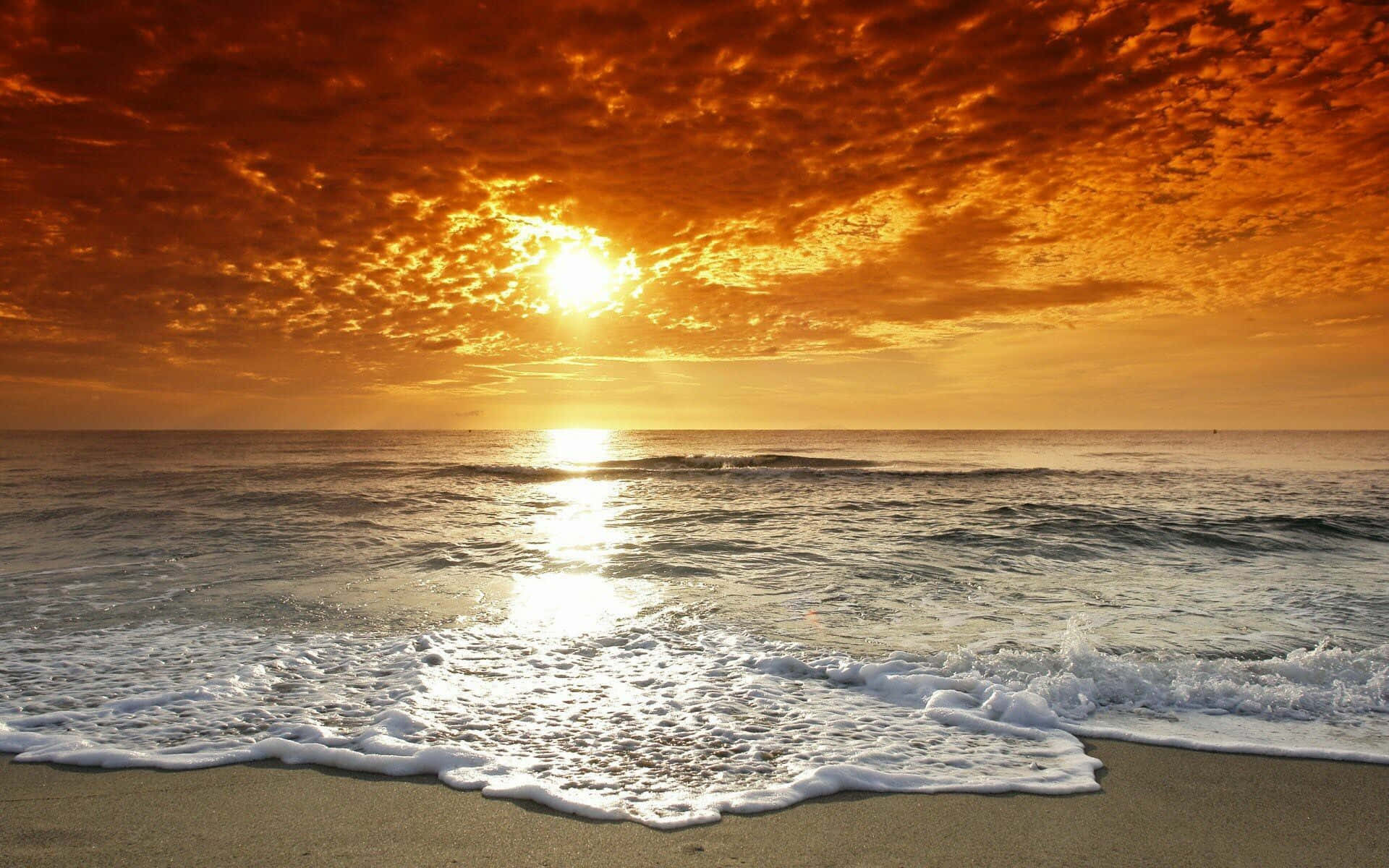 Beach Sunset Waves Hd