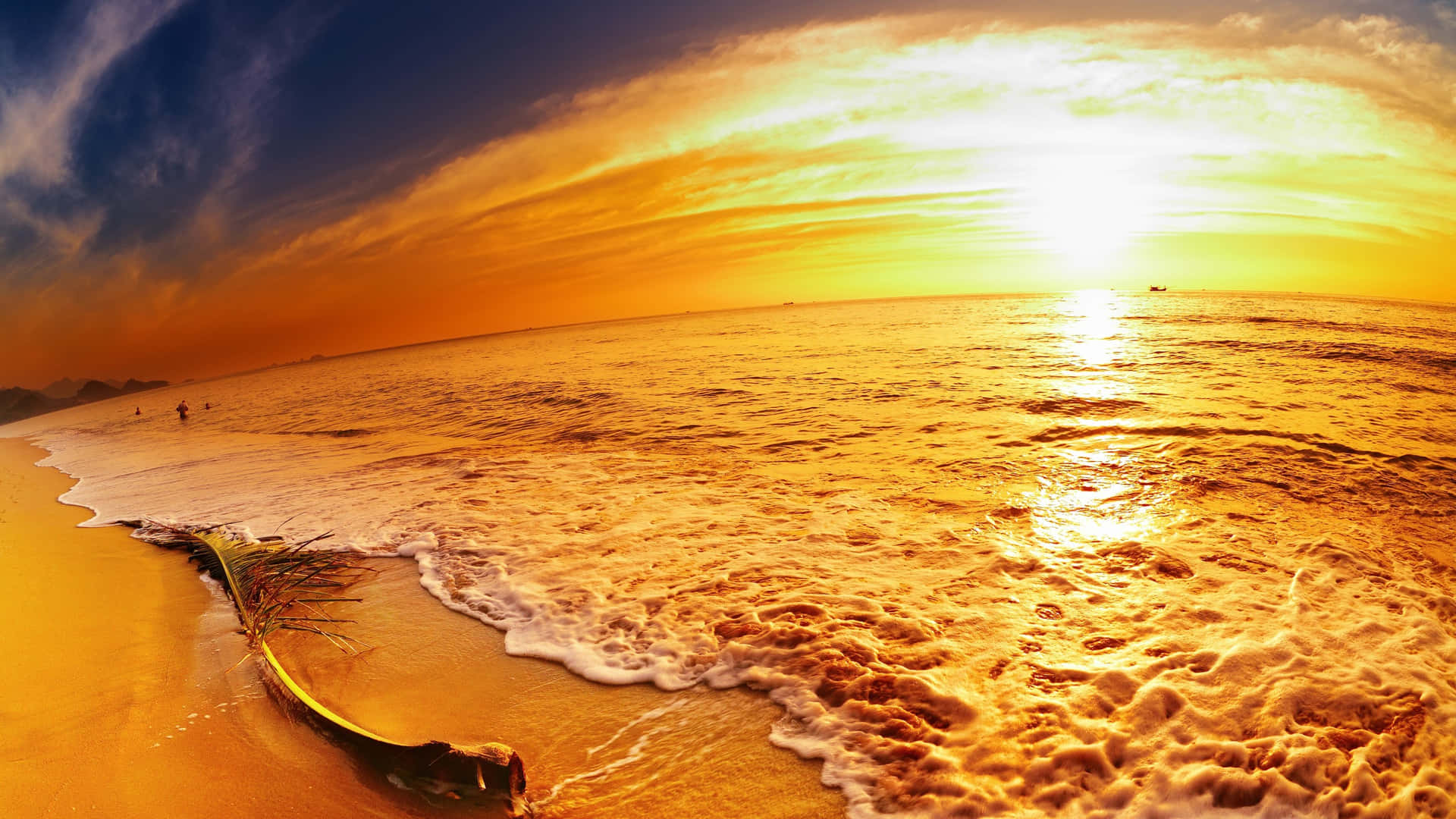 Beach Sunset Waves Hd Background