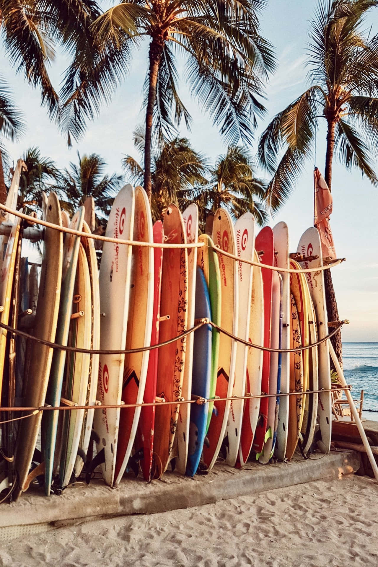 Beach Surfboards Pile Background