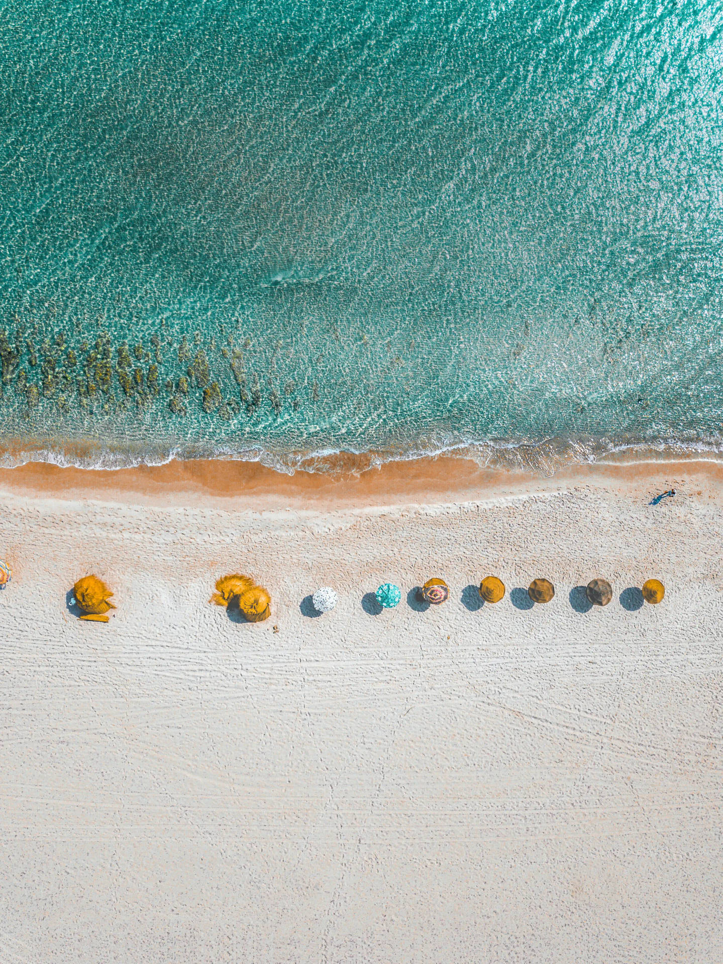 Beach Umbrellas And Sea Background