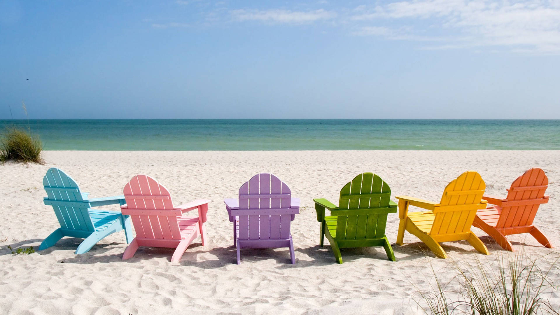 Beach Vacation Rainbow Chairs