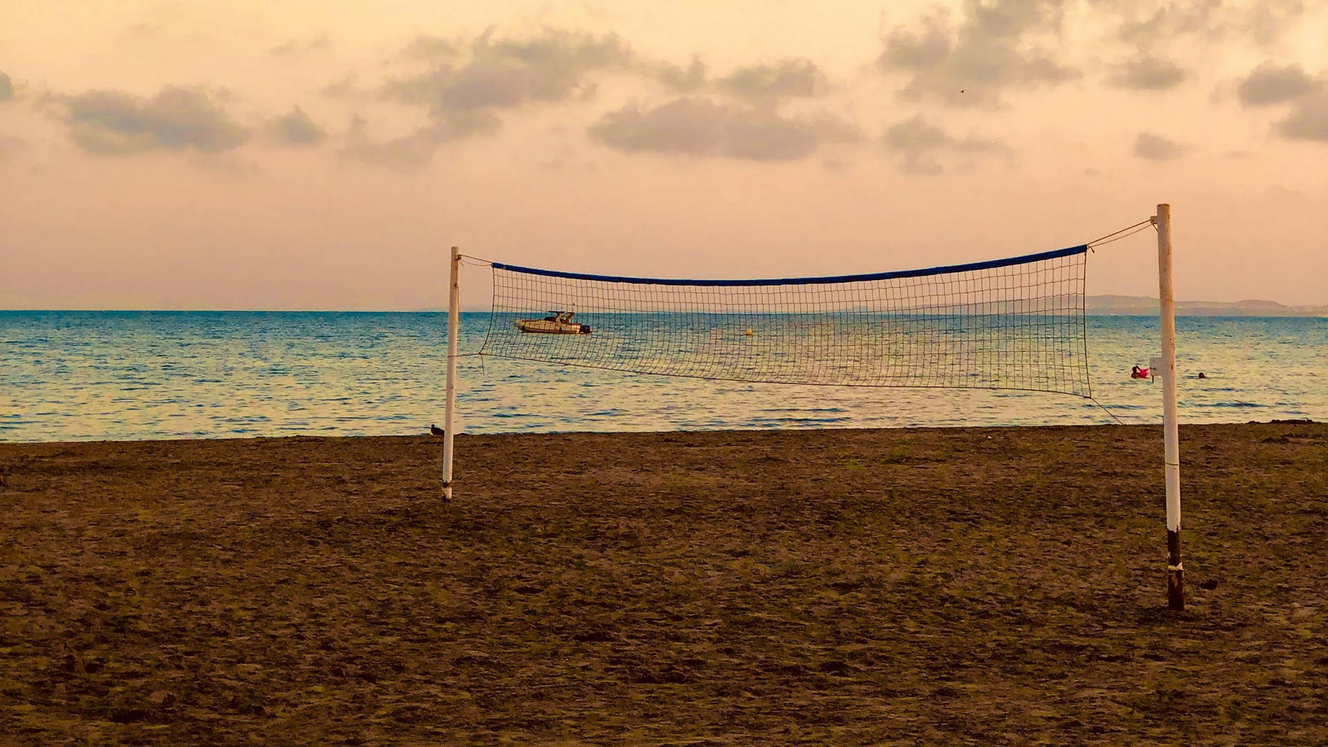 Beach Volleyball With Ocean Horizon View