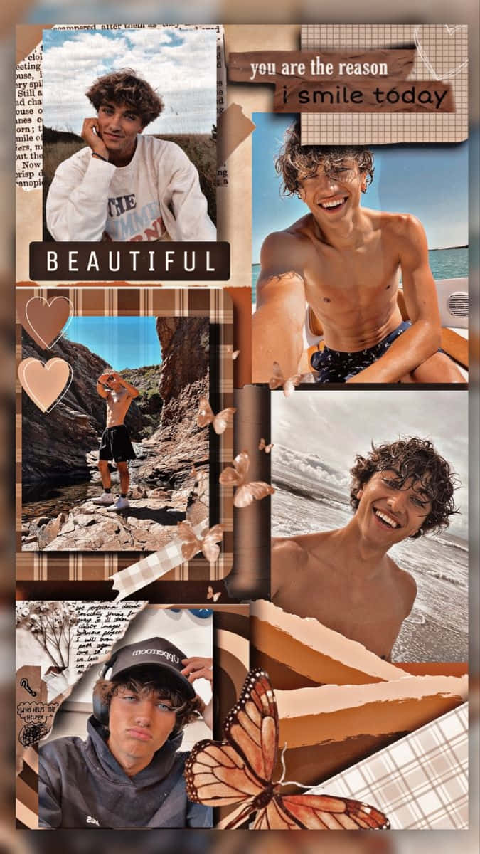 Beachside Collageof Young Man Background