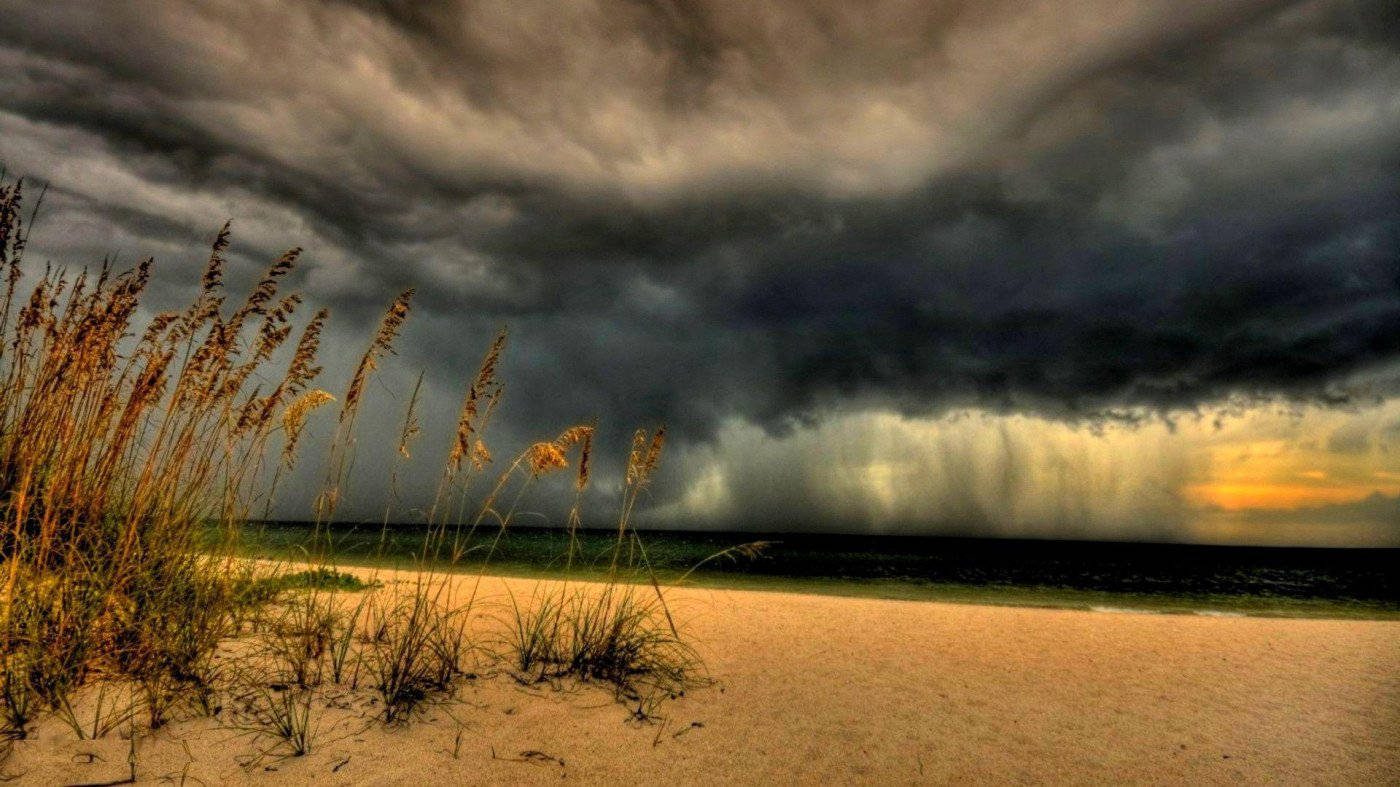 Beachside Thunderstorm Background