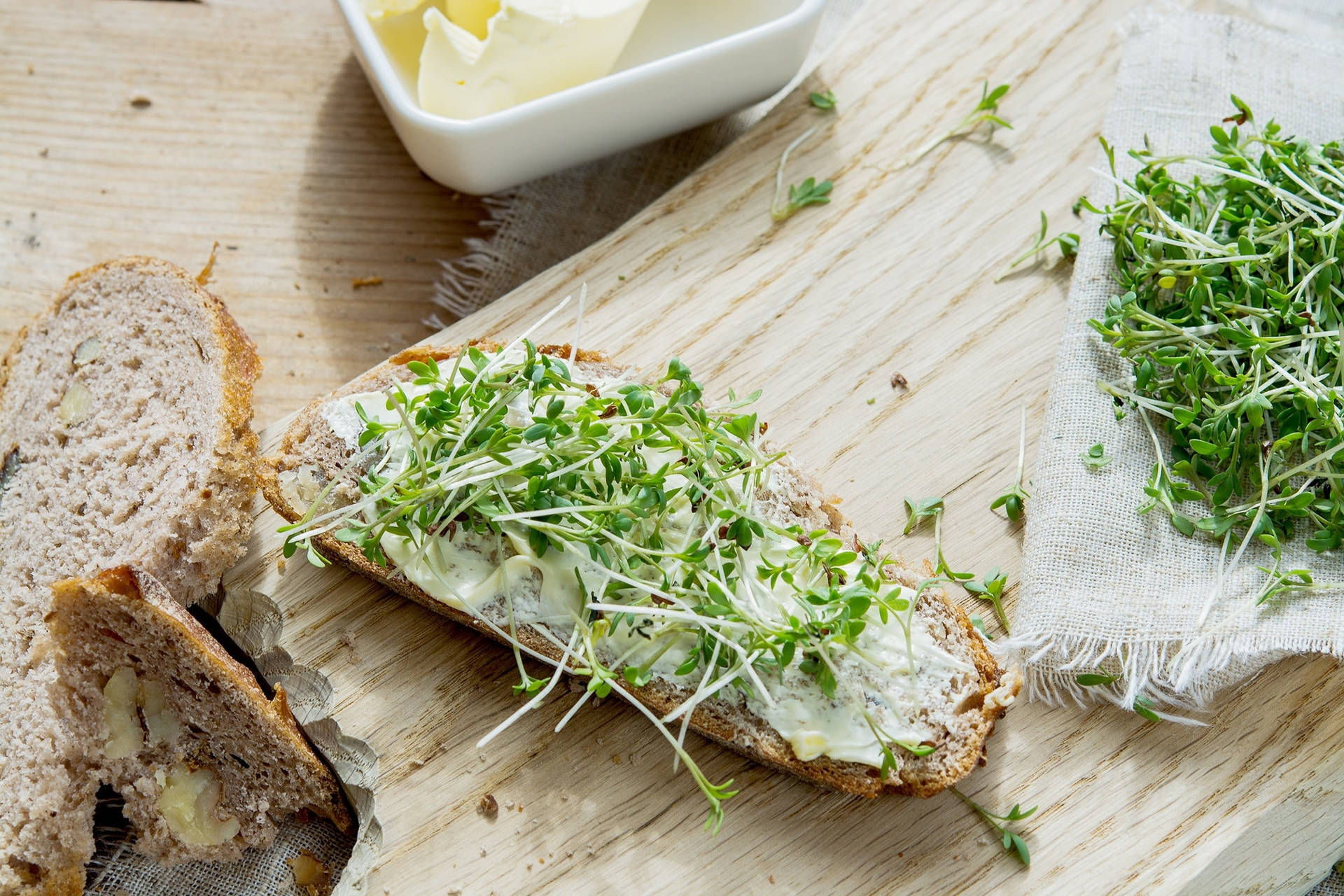 Bean Sprouts Rosemary Olive Bread Background