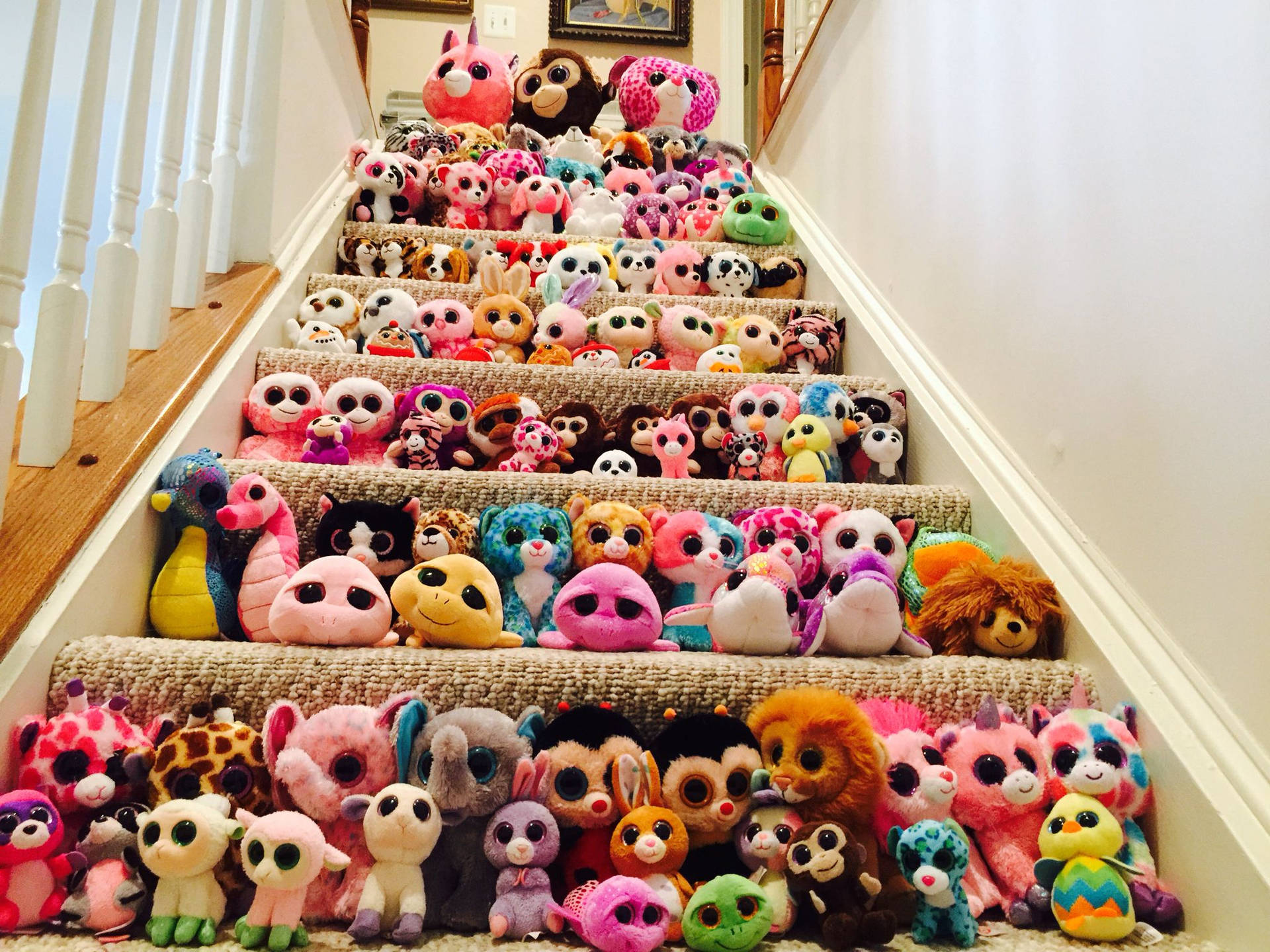 Beanie Boos On Stairs Background