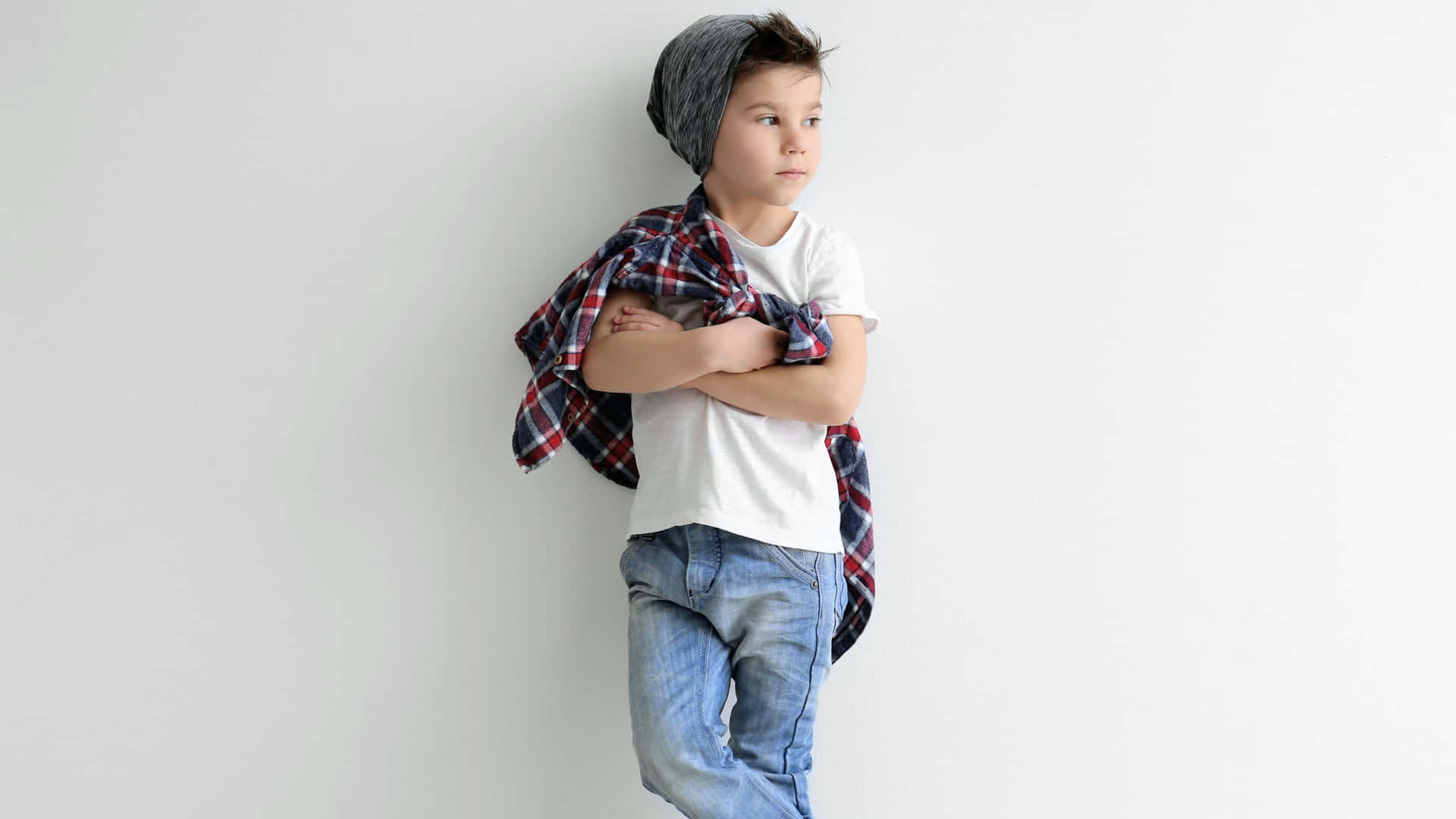 Beanie Stylish Boy Crossed Arm Background