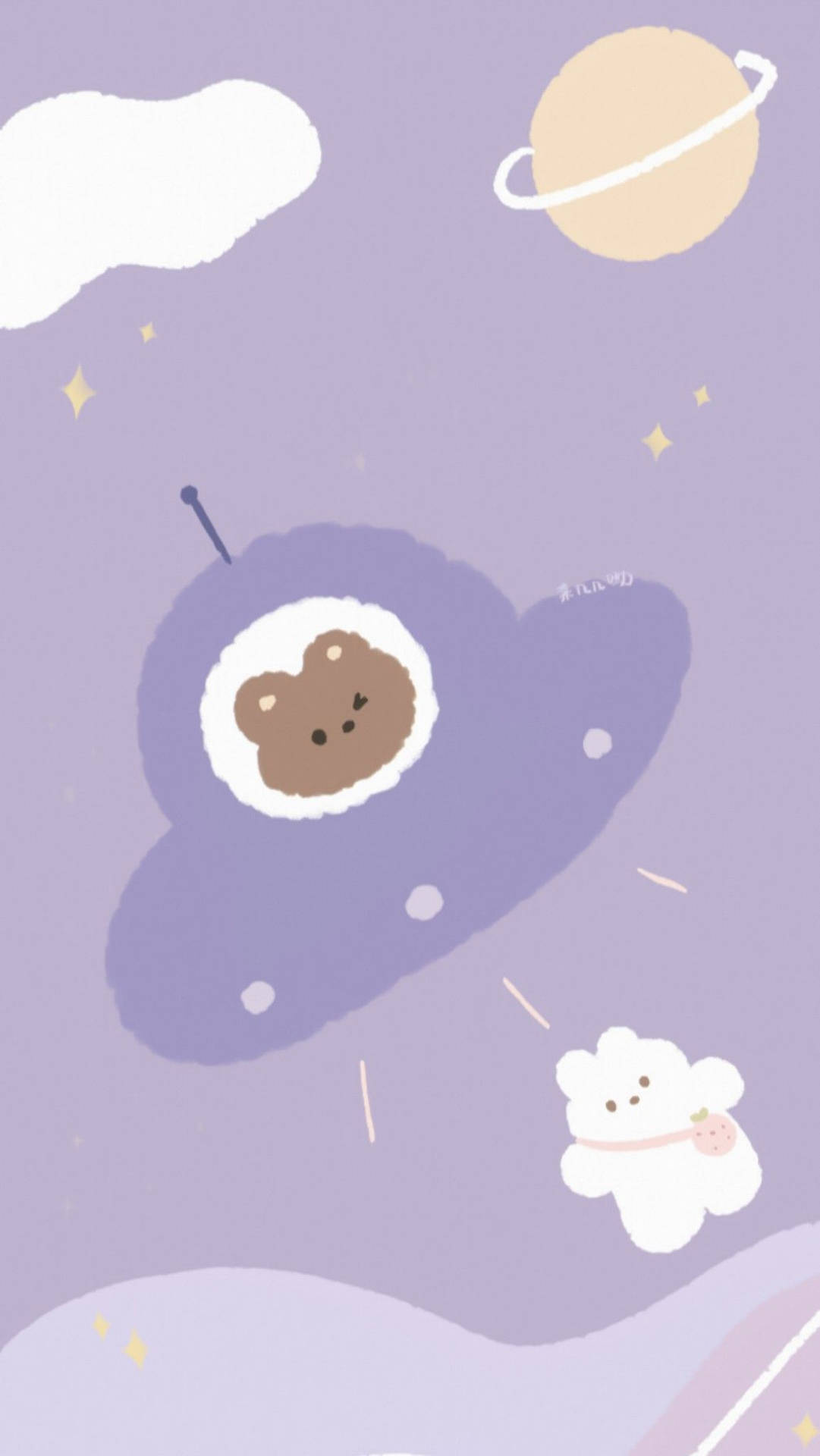Bear Astronaut Pastel Cute Background