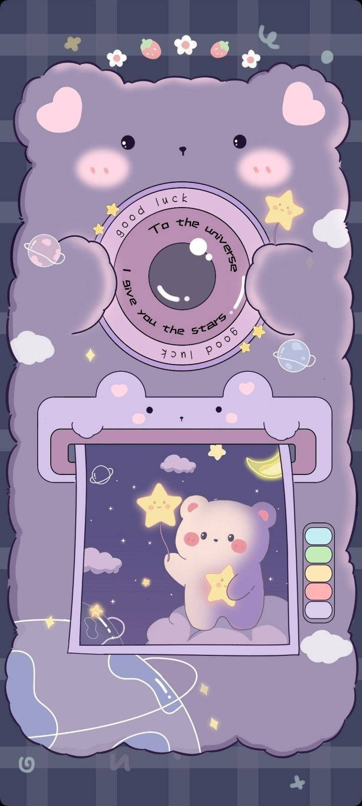 Bear Polaroid Girly Galaxy Background