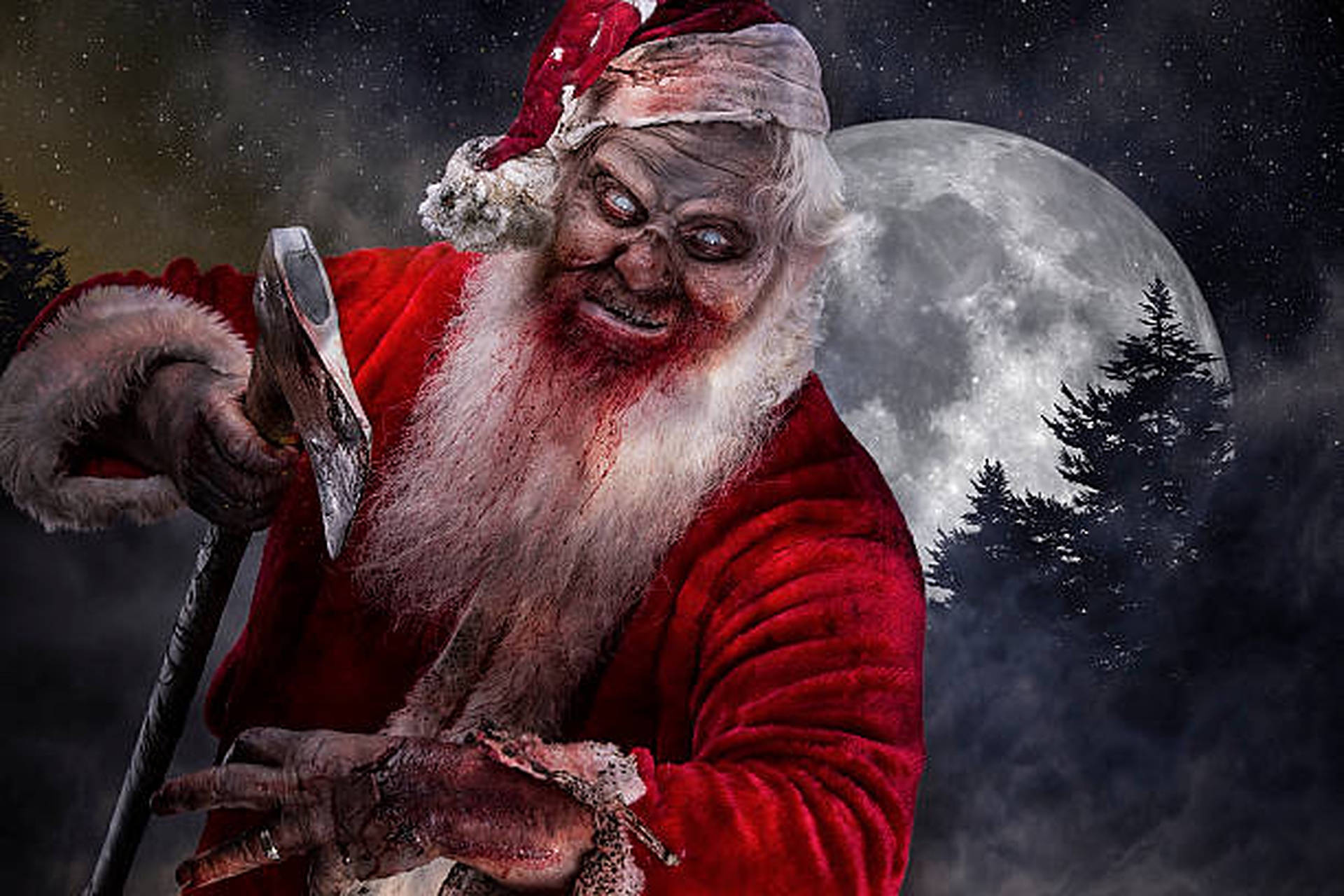 Bearded Bloodied Evil Santa Background