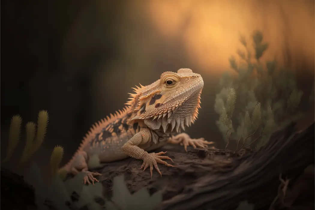 Bearded Dragon Golden Hour Portrait Background