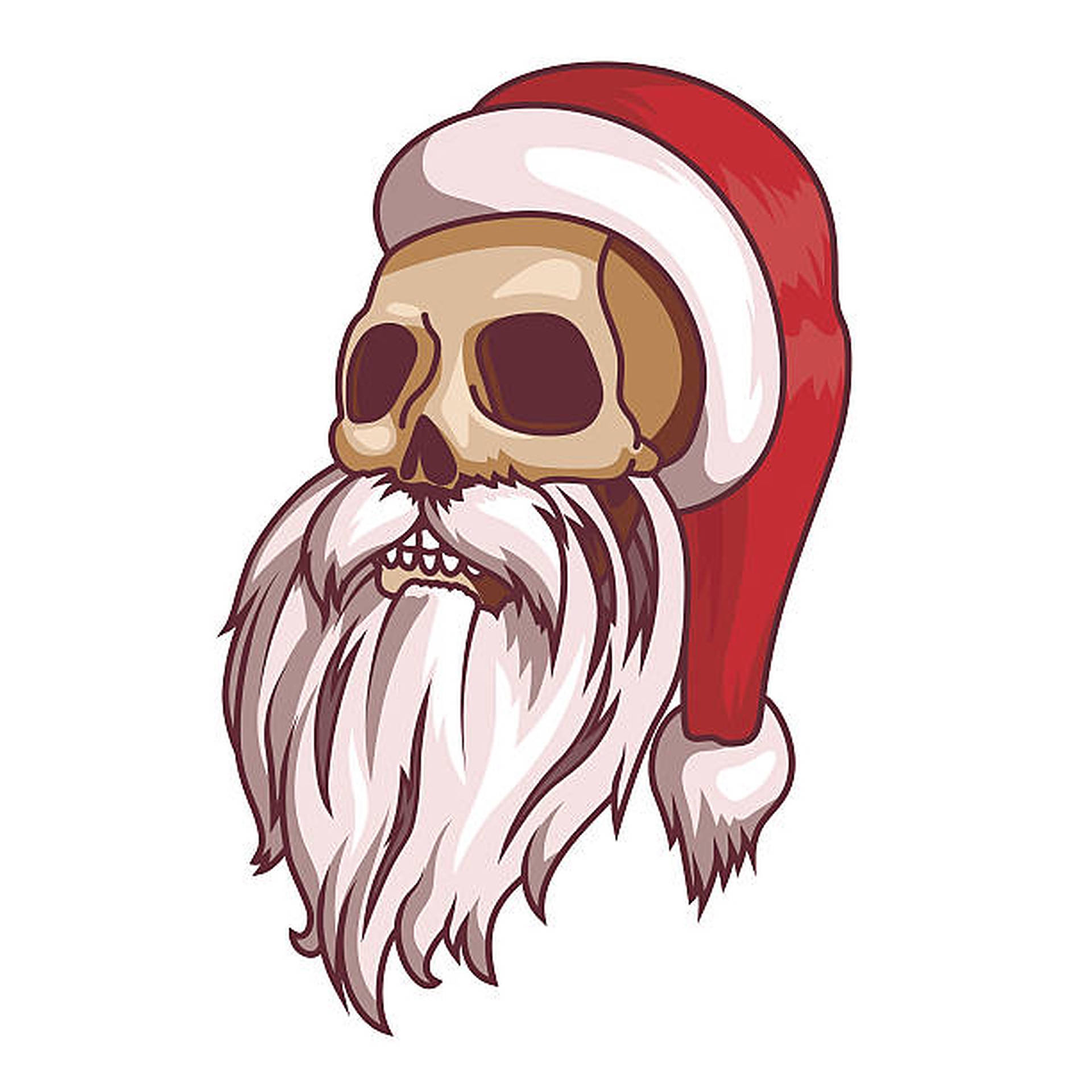 Bearded Evil Skull In Santa Hat Background