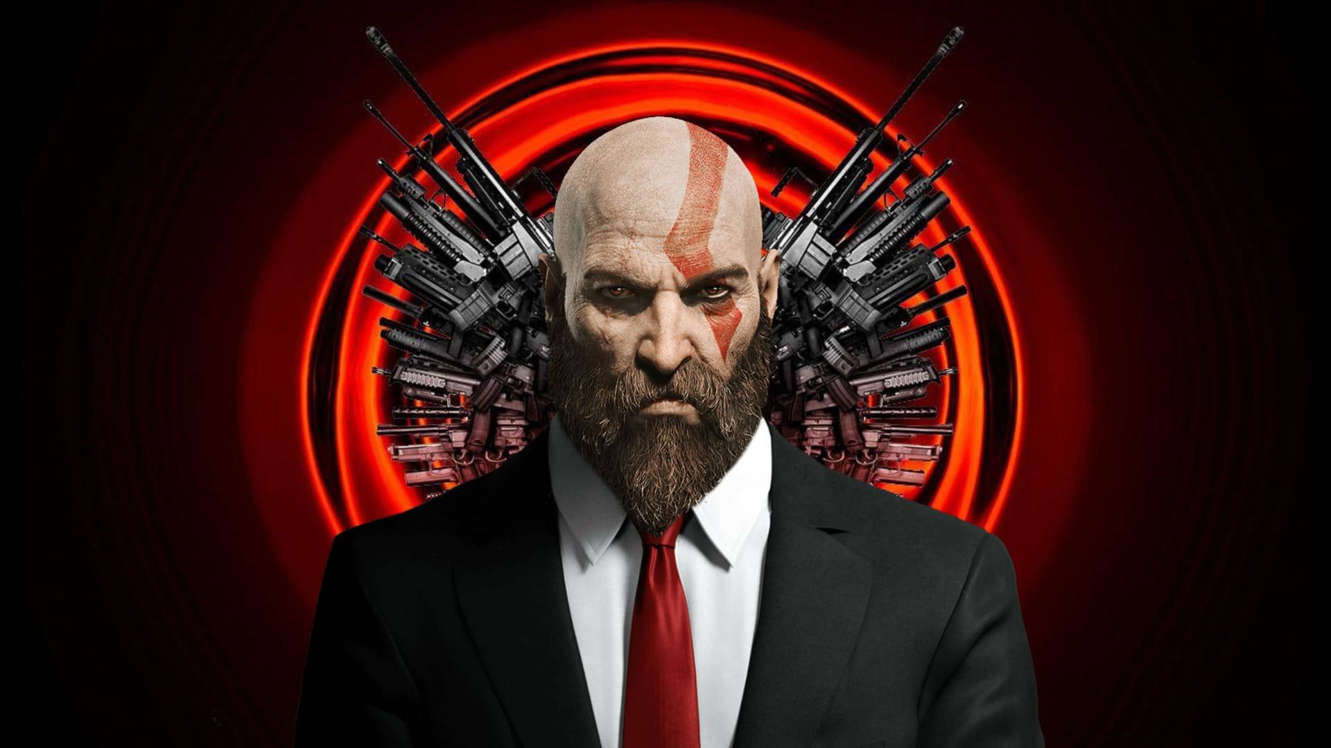 Bearded Hitman Black Background