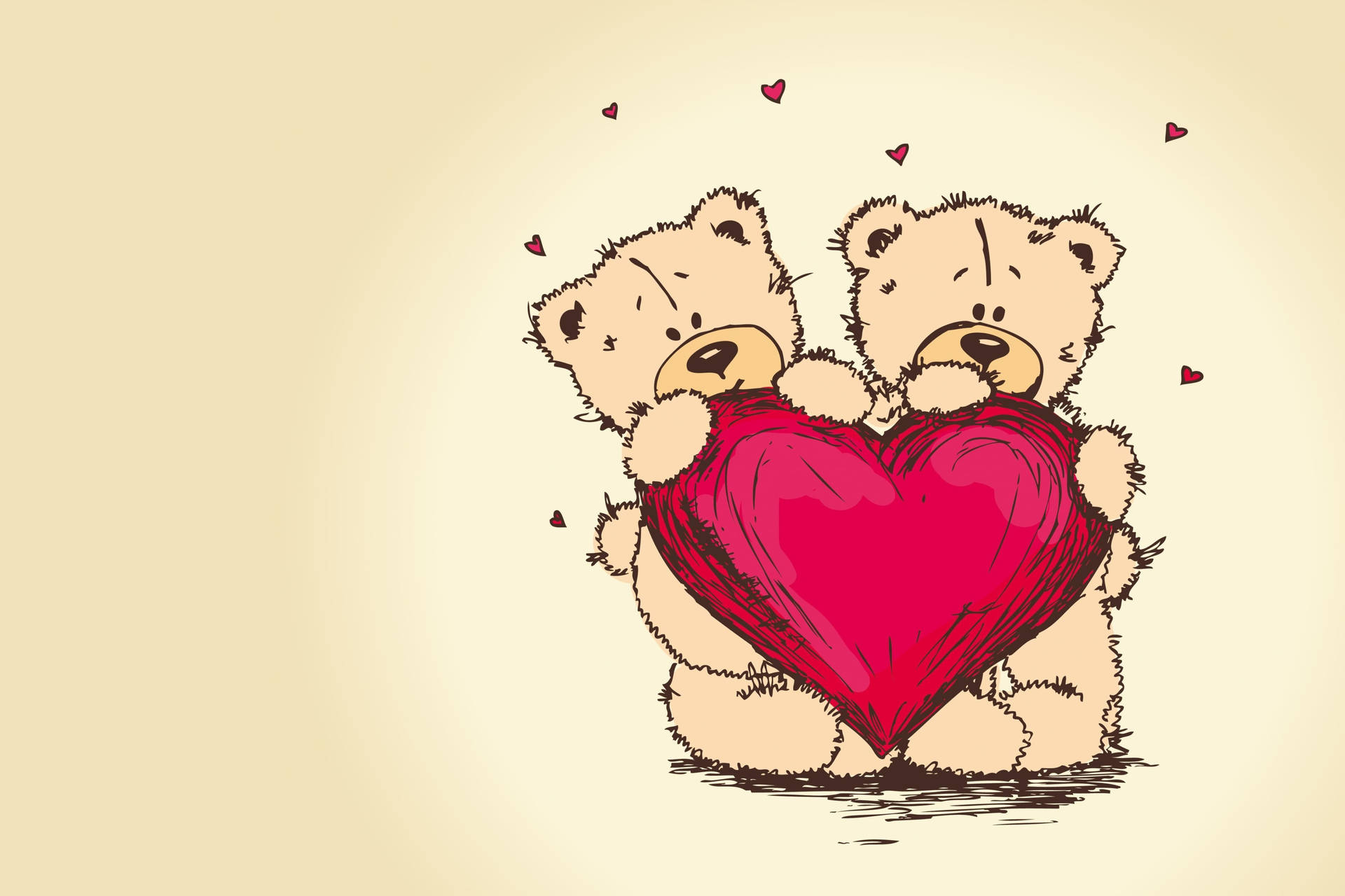 Bears With Heart Love Drawing