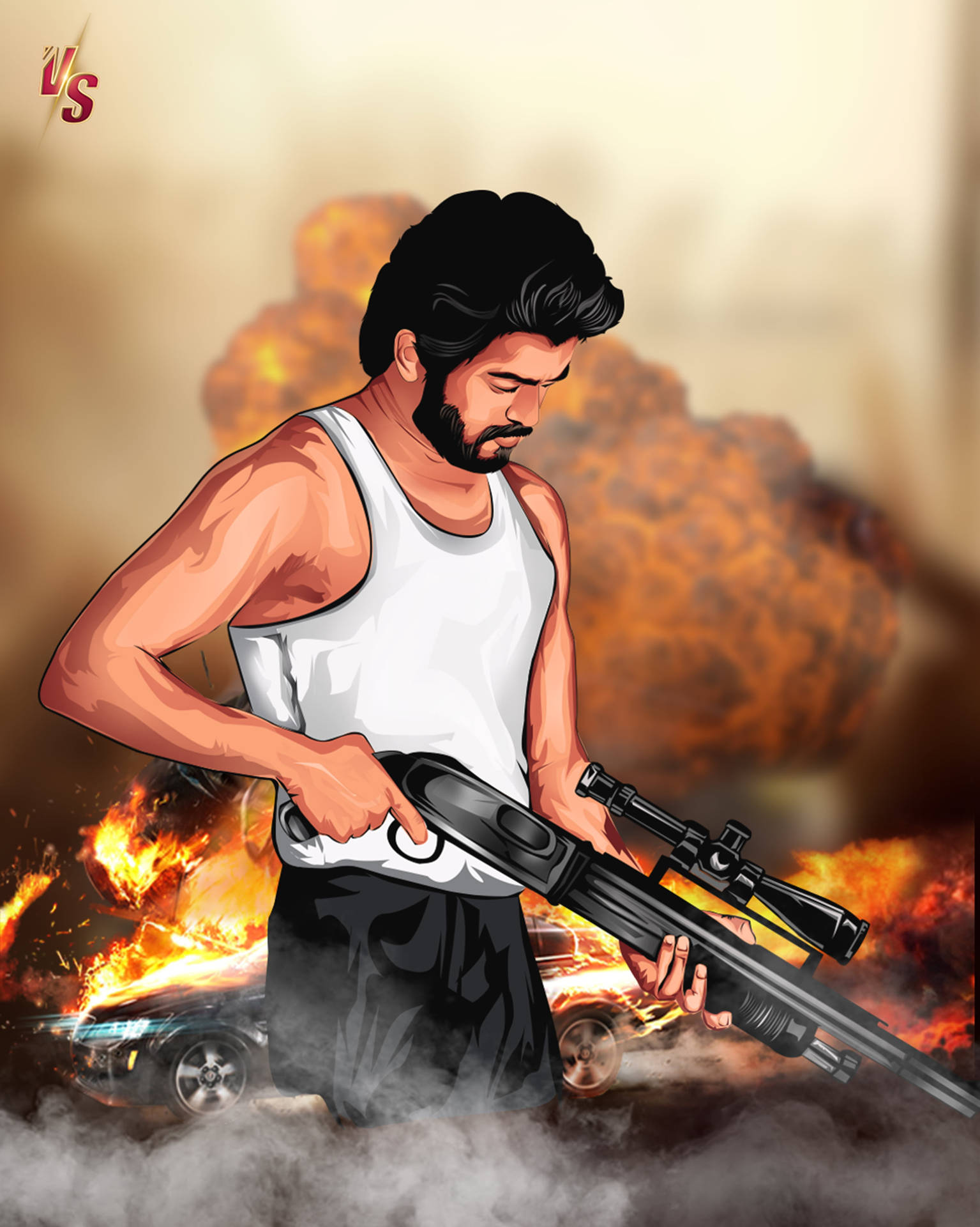 Beast Vijay Explosion Background