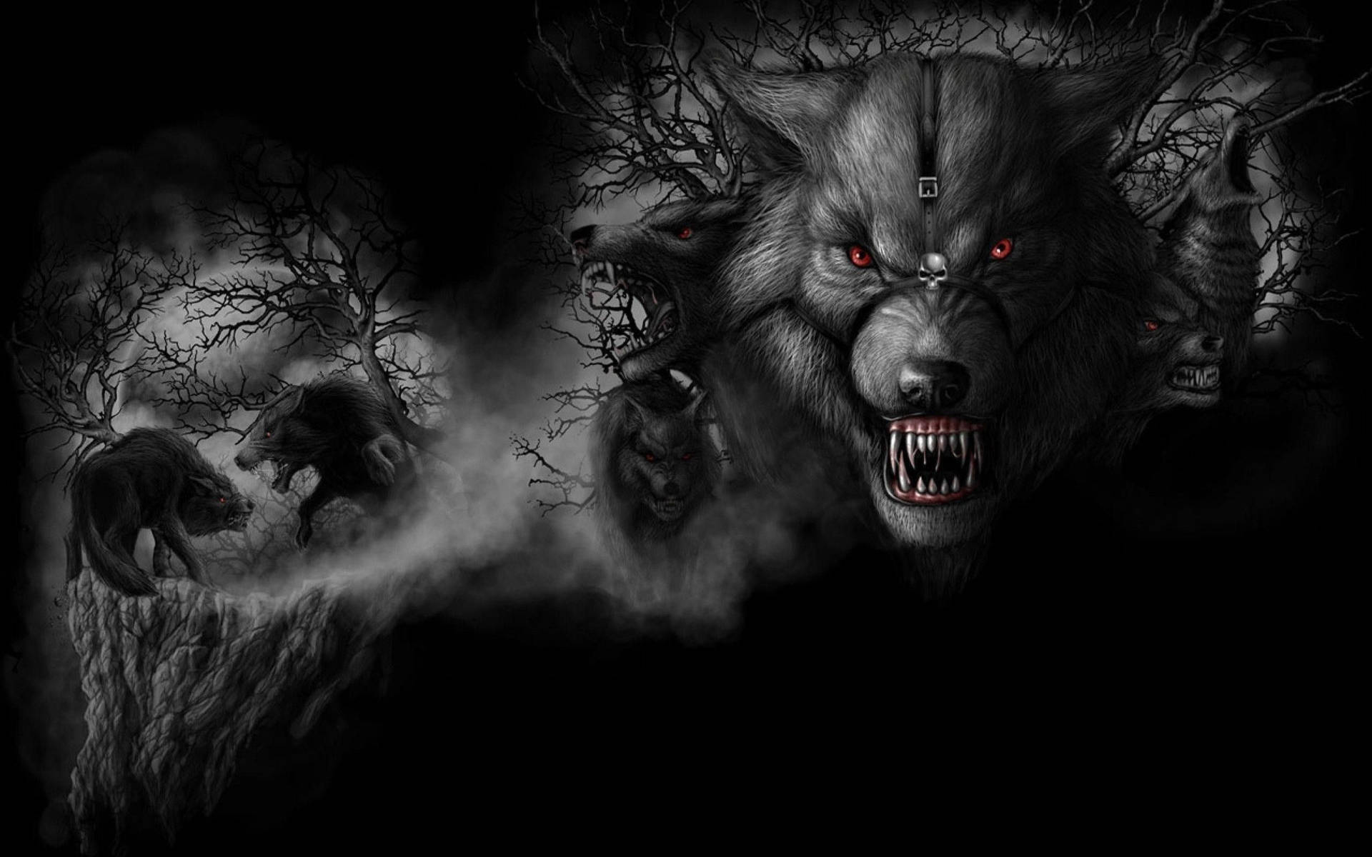 Beastly Black Wolves Background