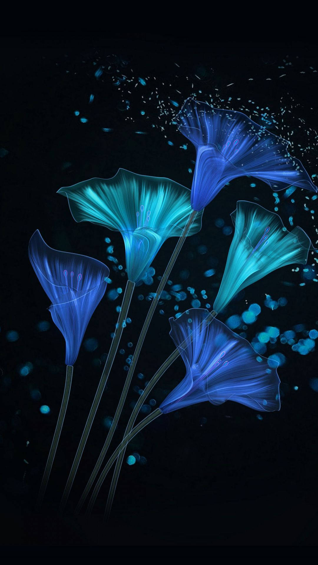 Beauteous Dark Teal Blossom For Iphone Background