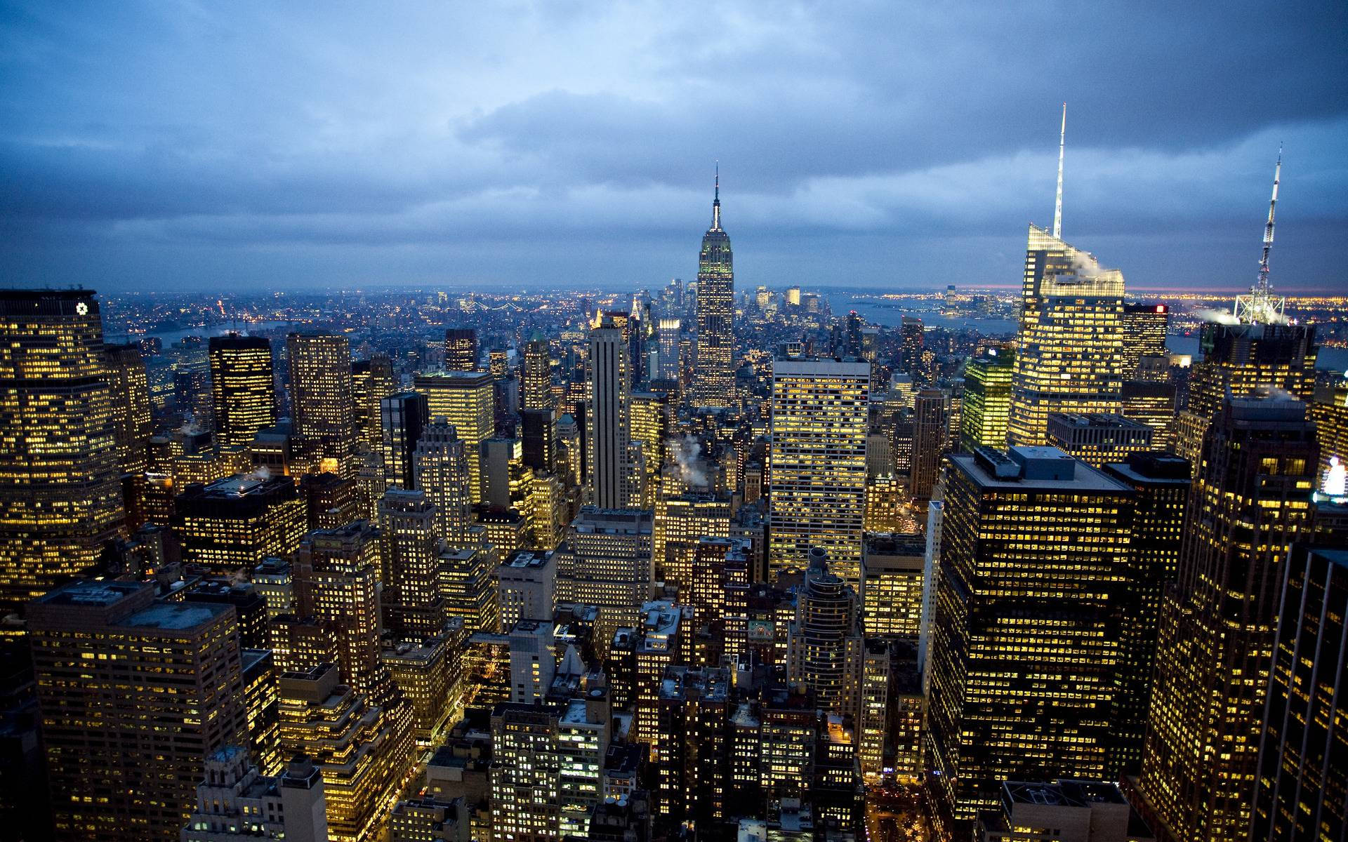 Beautiful Aerial Shot Of New York City From The Air. Background