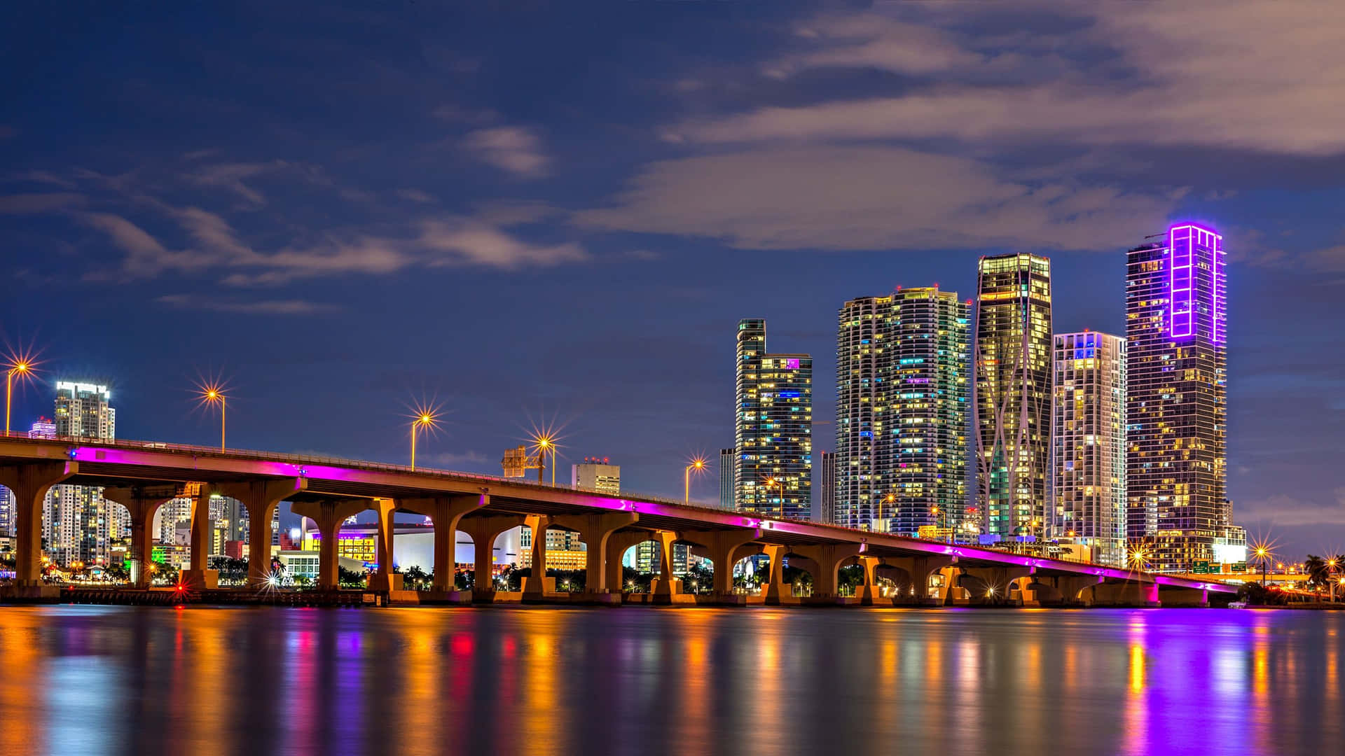 Beautiful Aerial View Of Miami Skyline Background