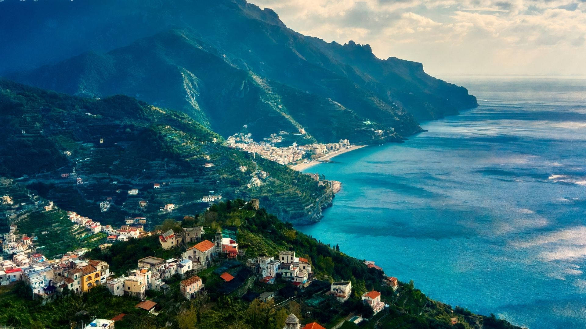 Beautiful Amalfi Coast Nature Landscape Background