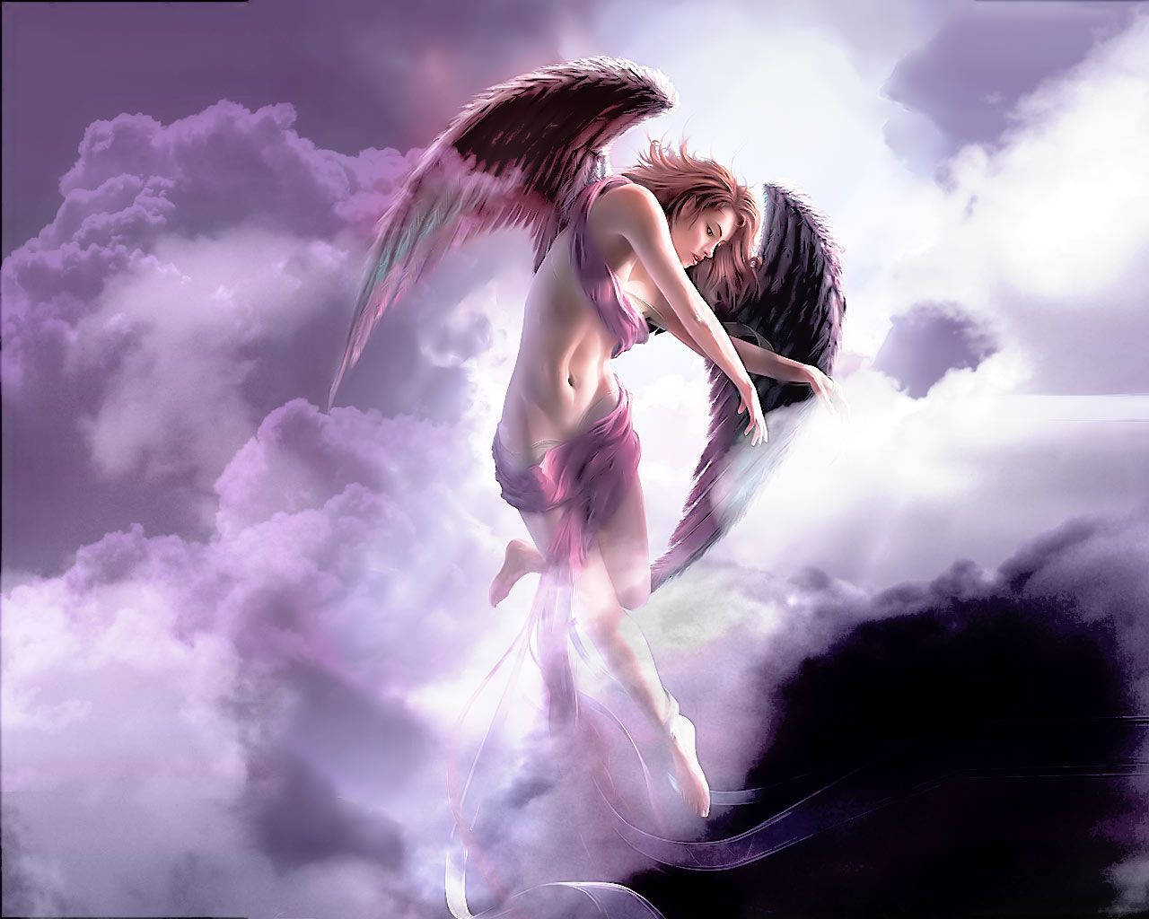 Beautiful Angels In The Clouds Background