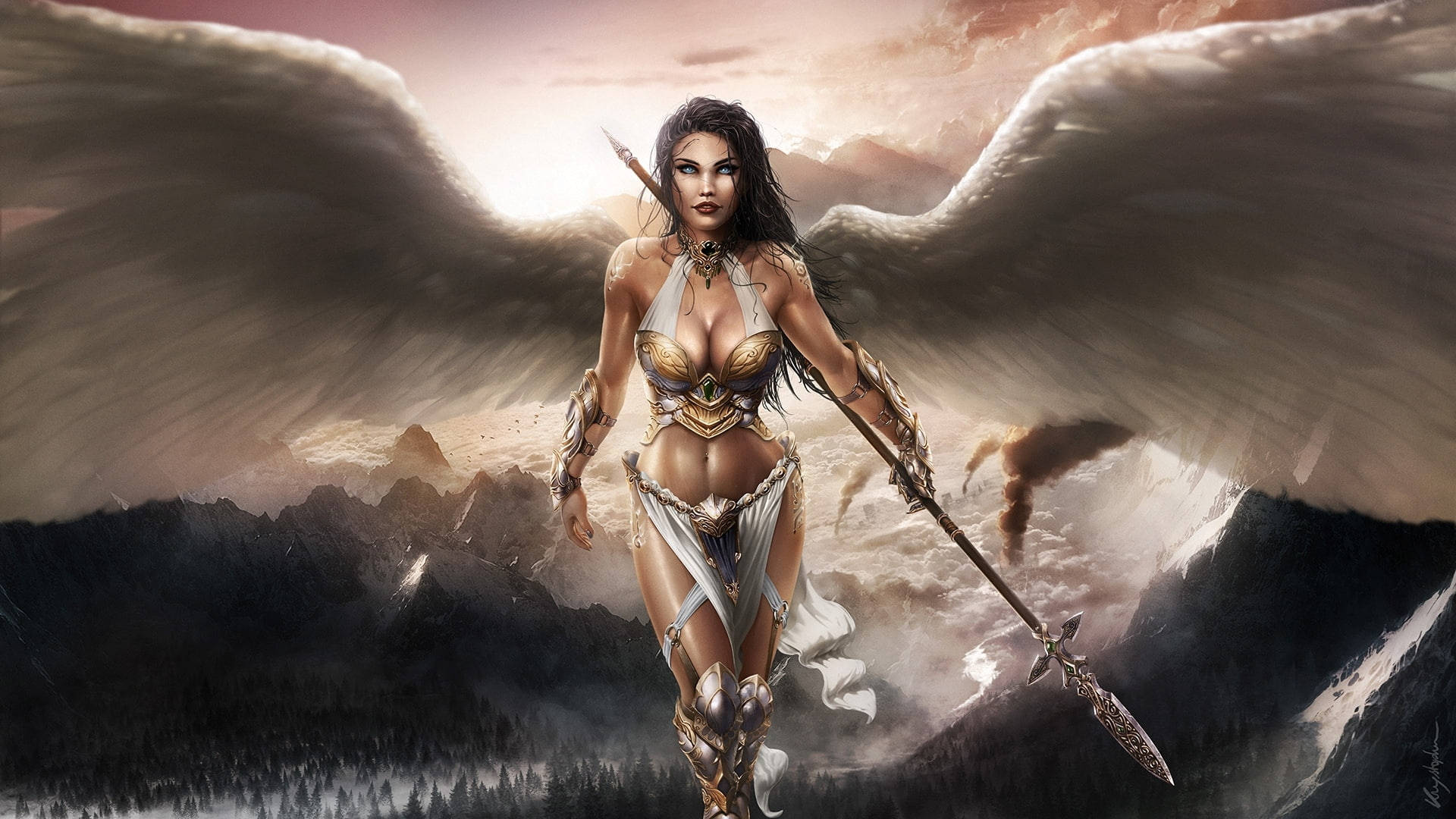 Beautiful Angels Warrior Background