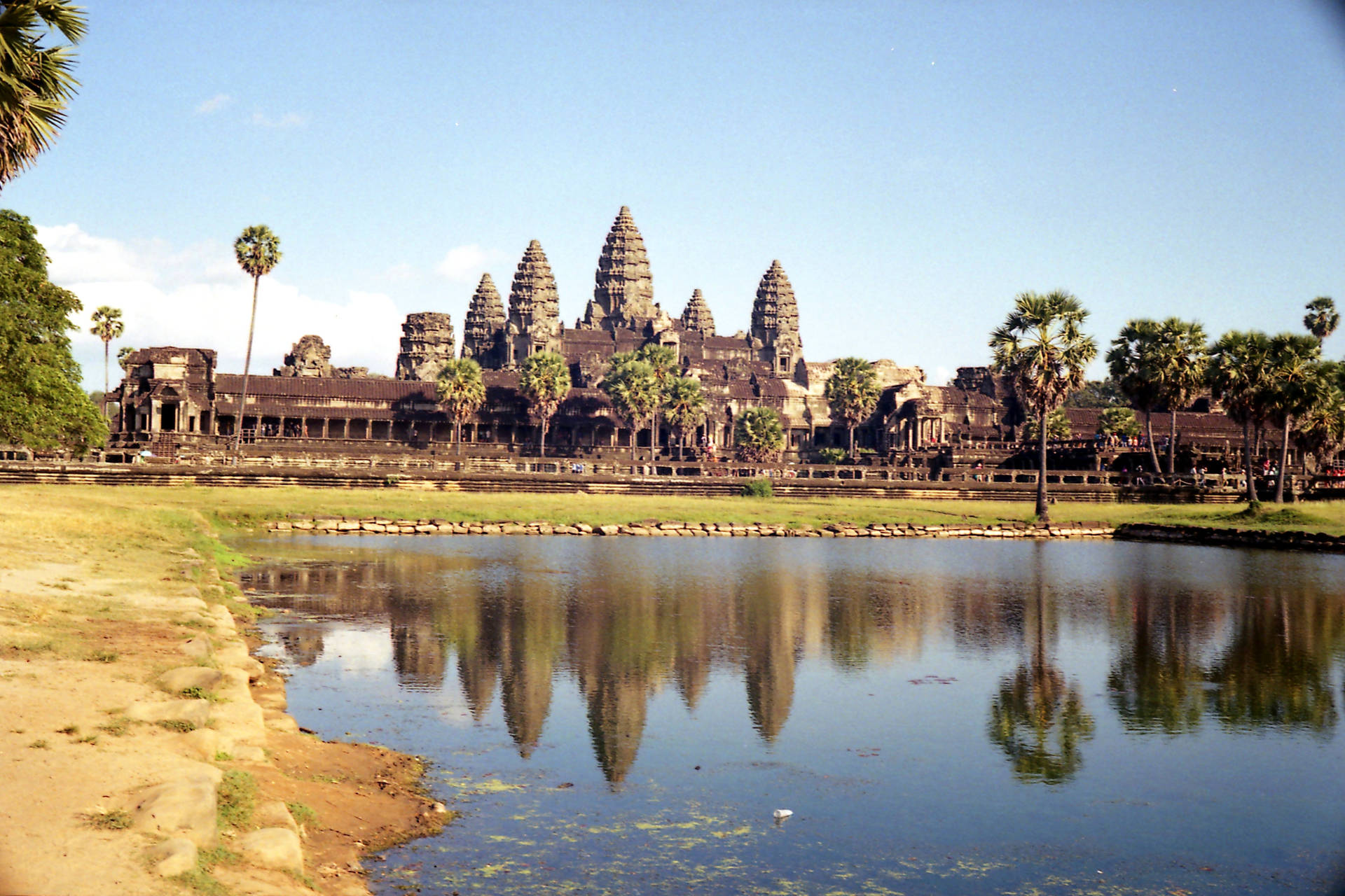 Beautiful Angkor Wat By The Water And Sky