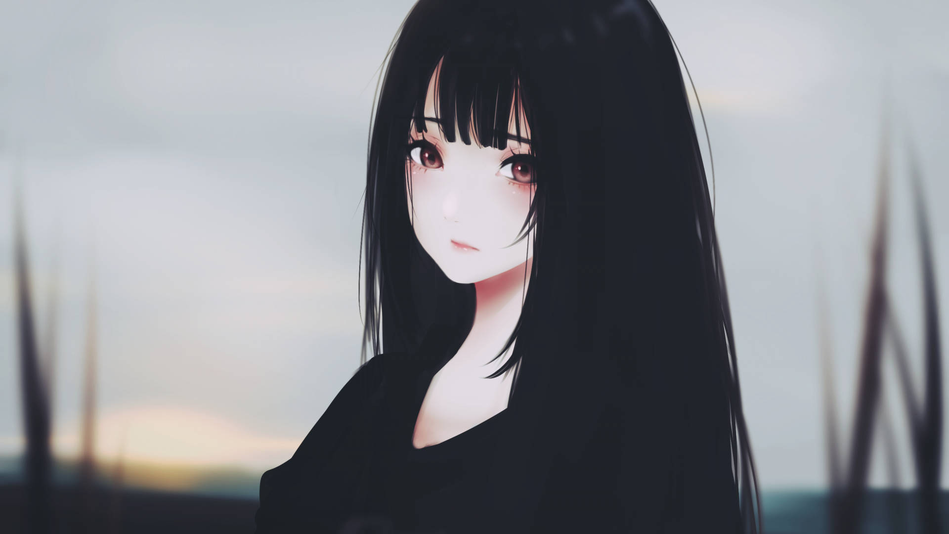 Beautiful Animated Sad Girl Background