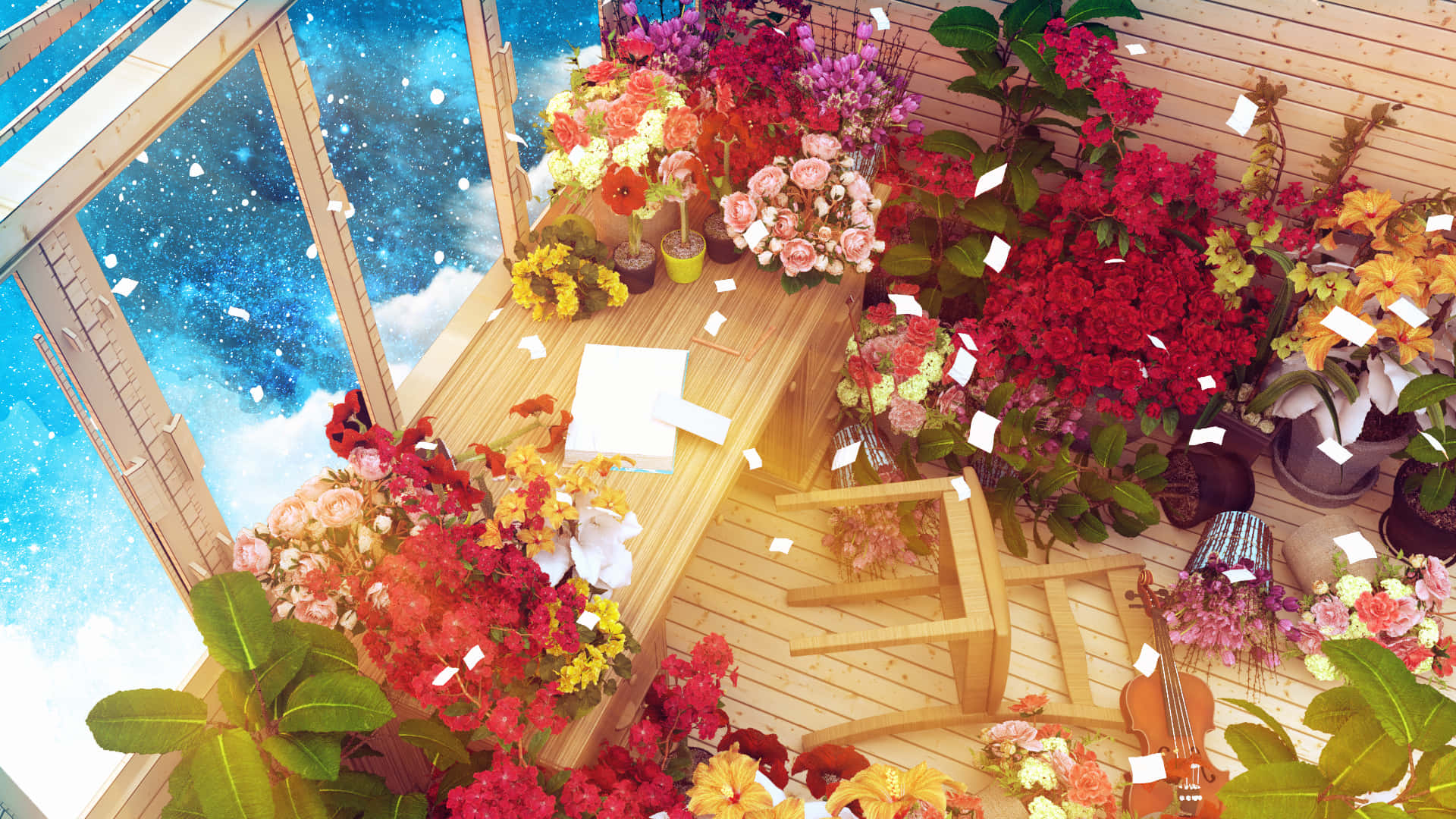 'beautiful Anime Flower'. Background