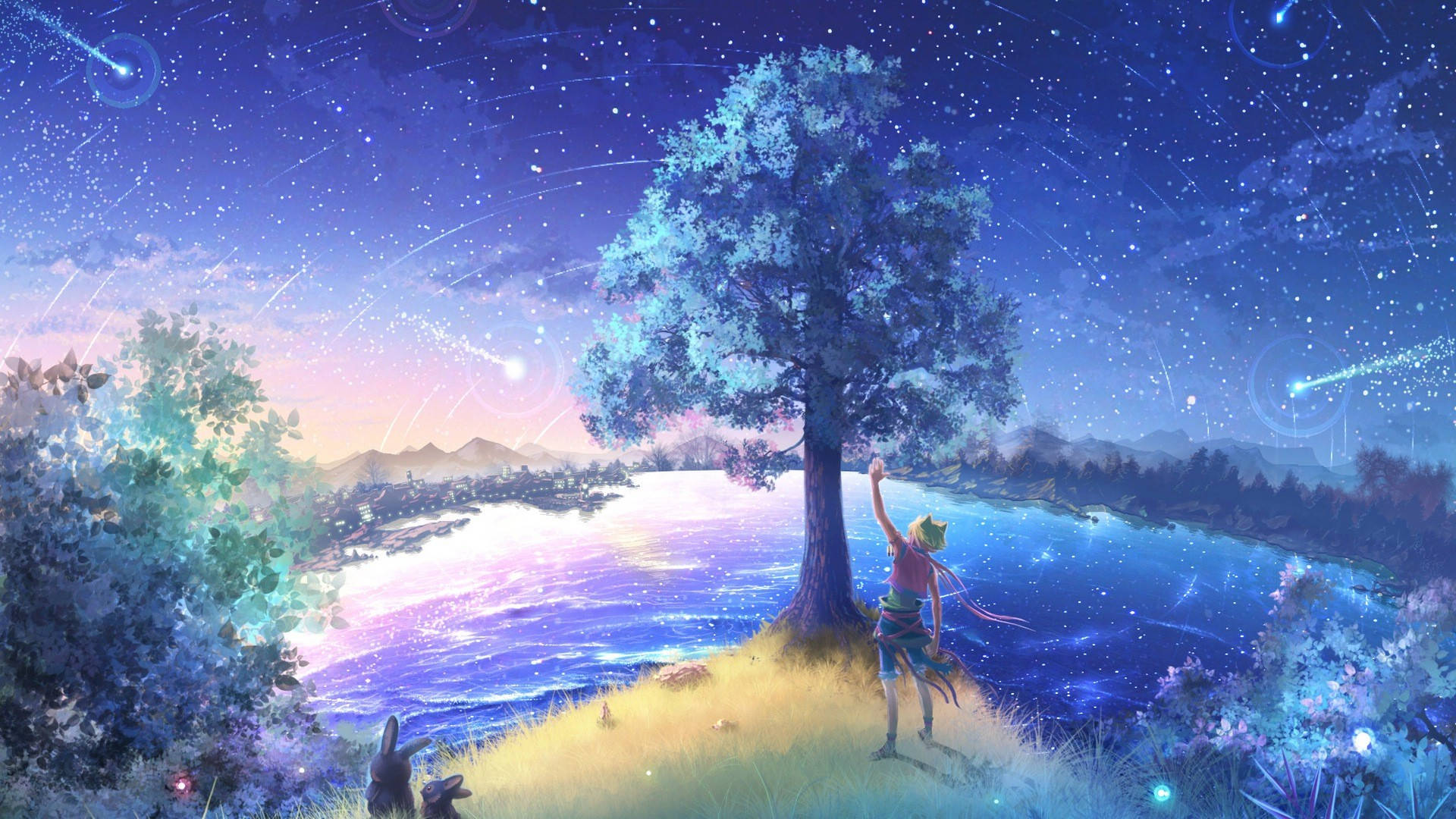 Beautiful Anime Fox-man In The Forest Background