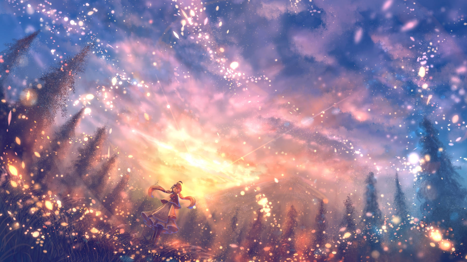 Beautiful Anime Magical Sunset