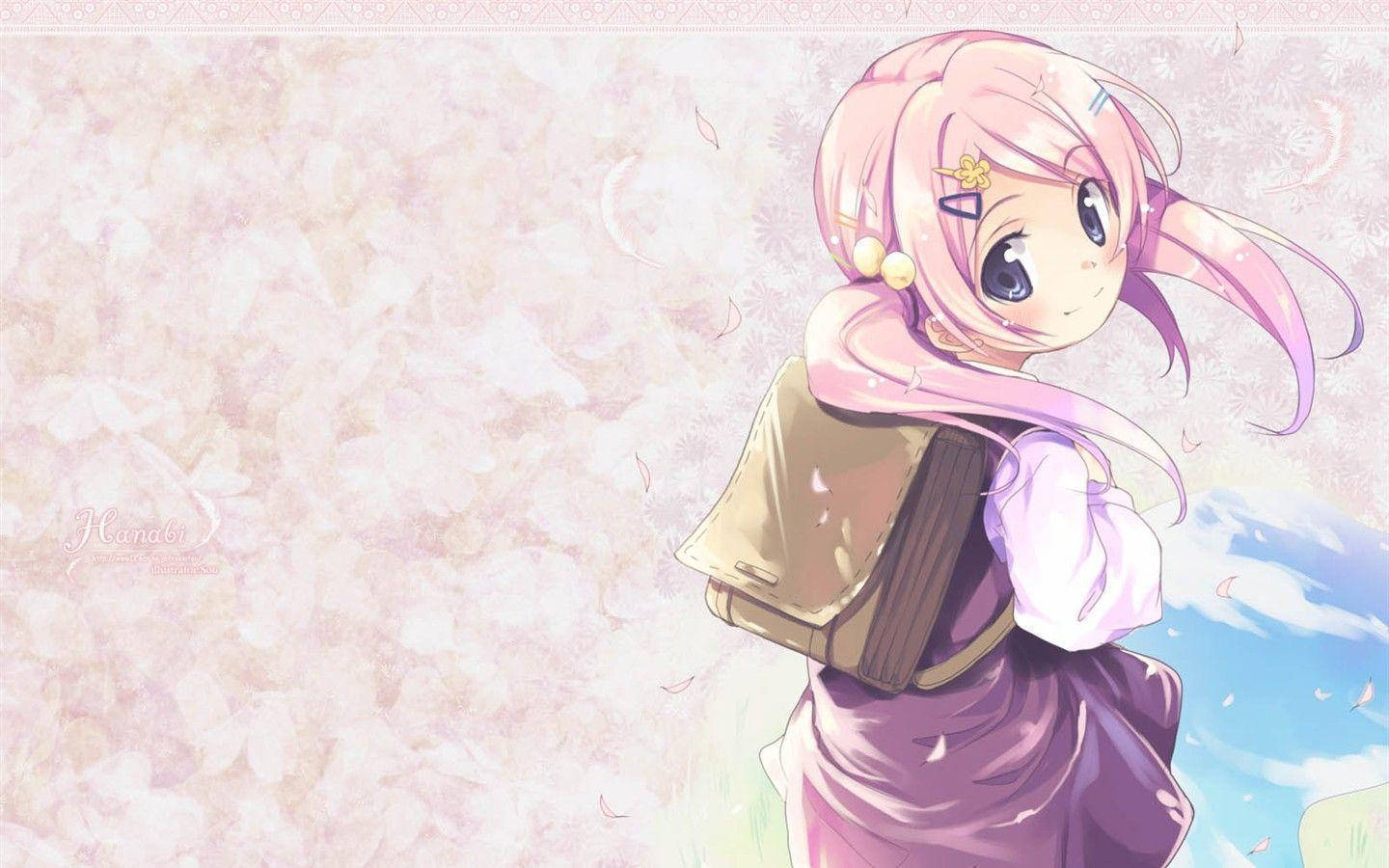 Beautiful Anime School Girl Background