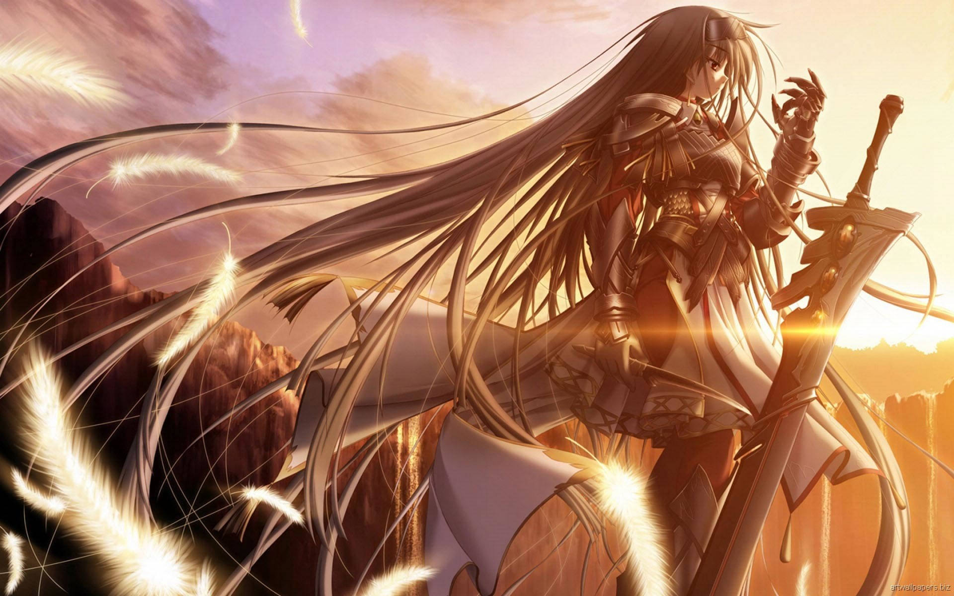Beautiful Anime Warrior Lady Background