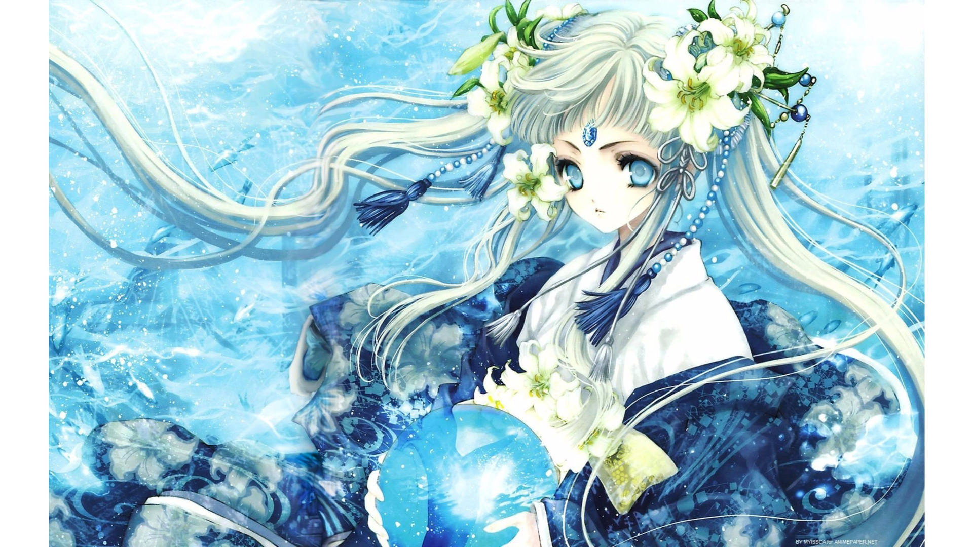 Beautiful Anime Water Deity Background