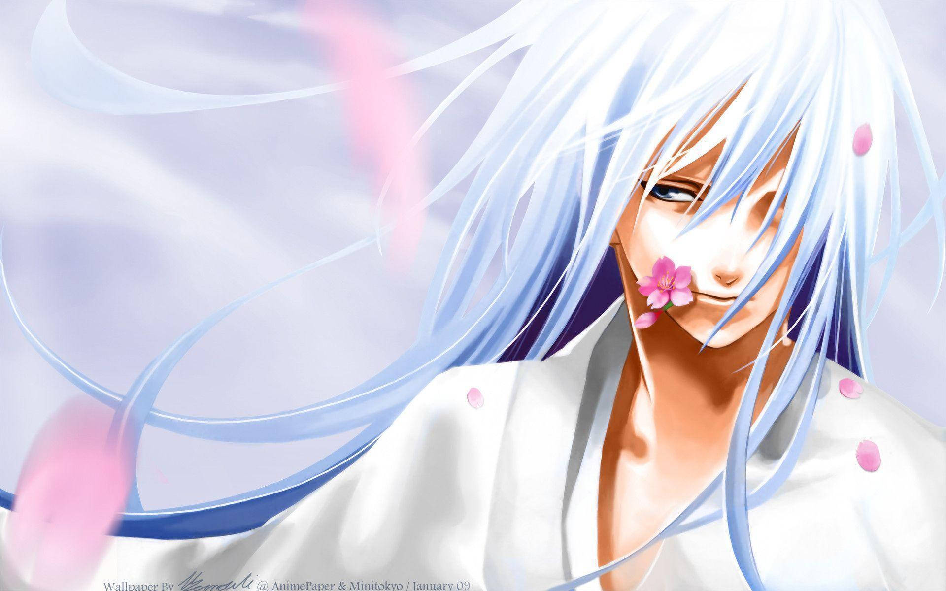 Beautiful Anime White-haired Man Background