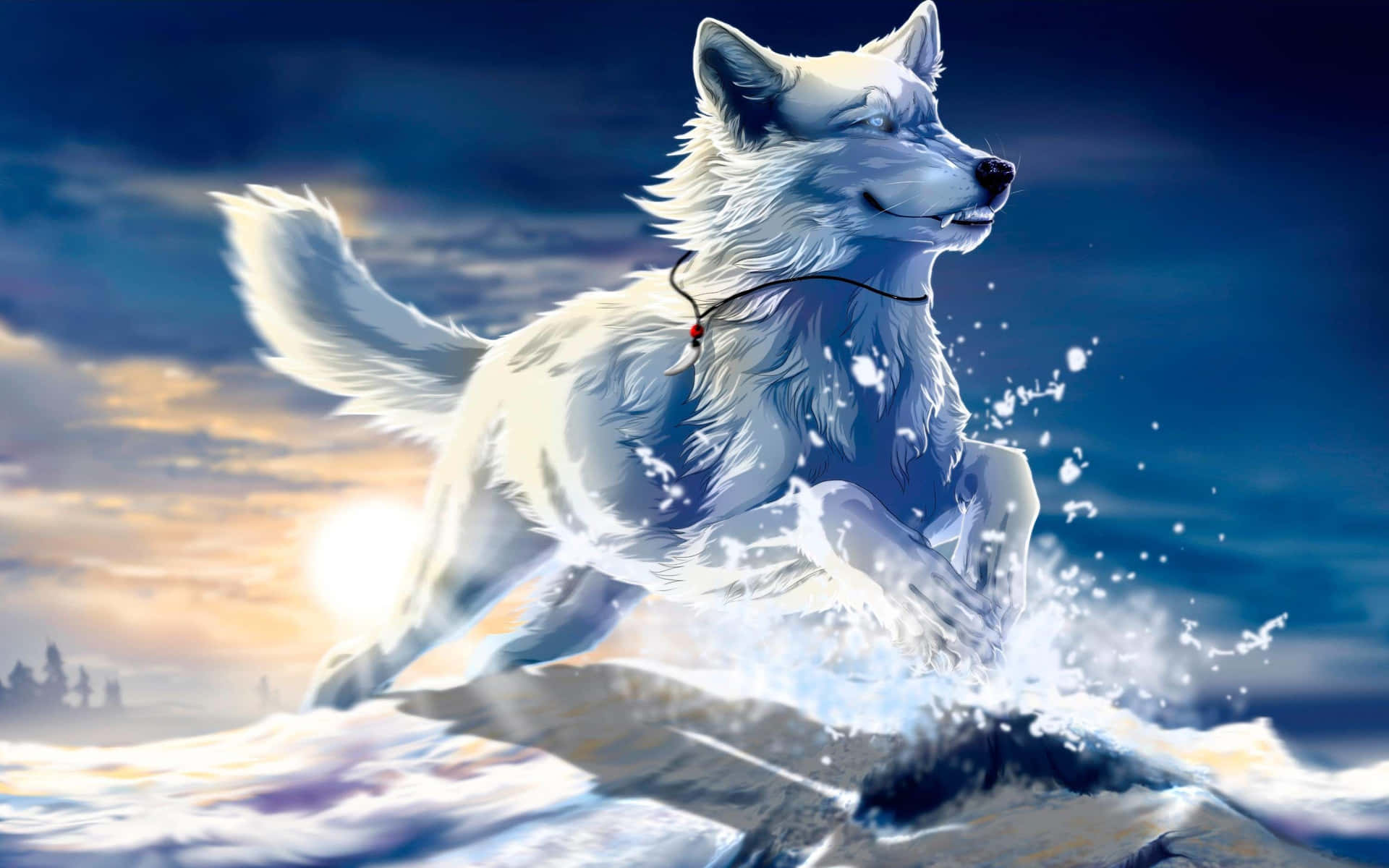 “beautiful Anime Wolf Art” Background