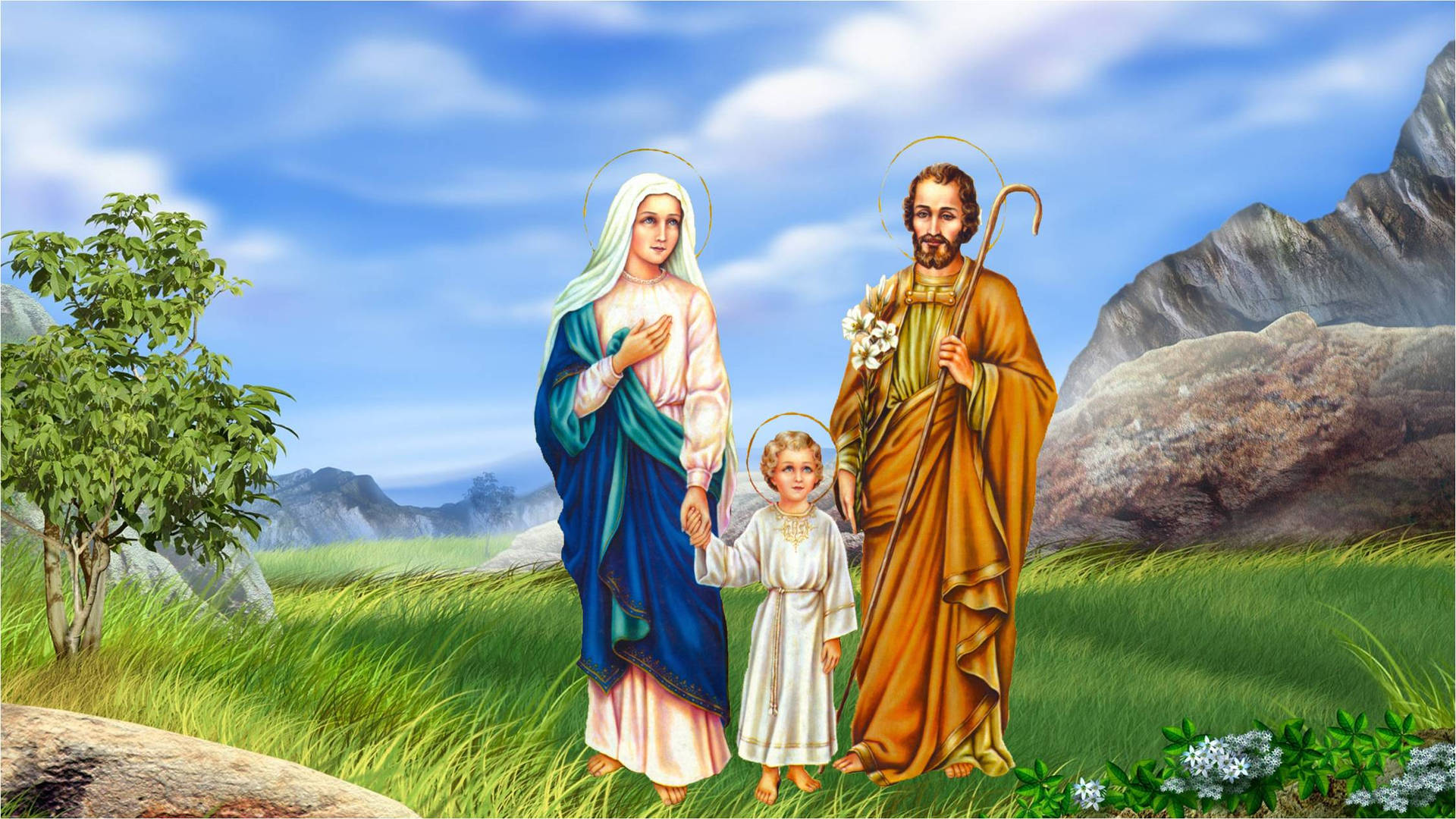 Beautiful Art Of Holy Family Background