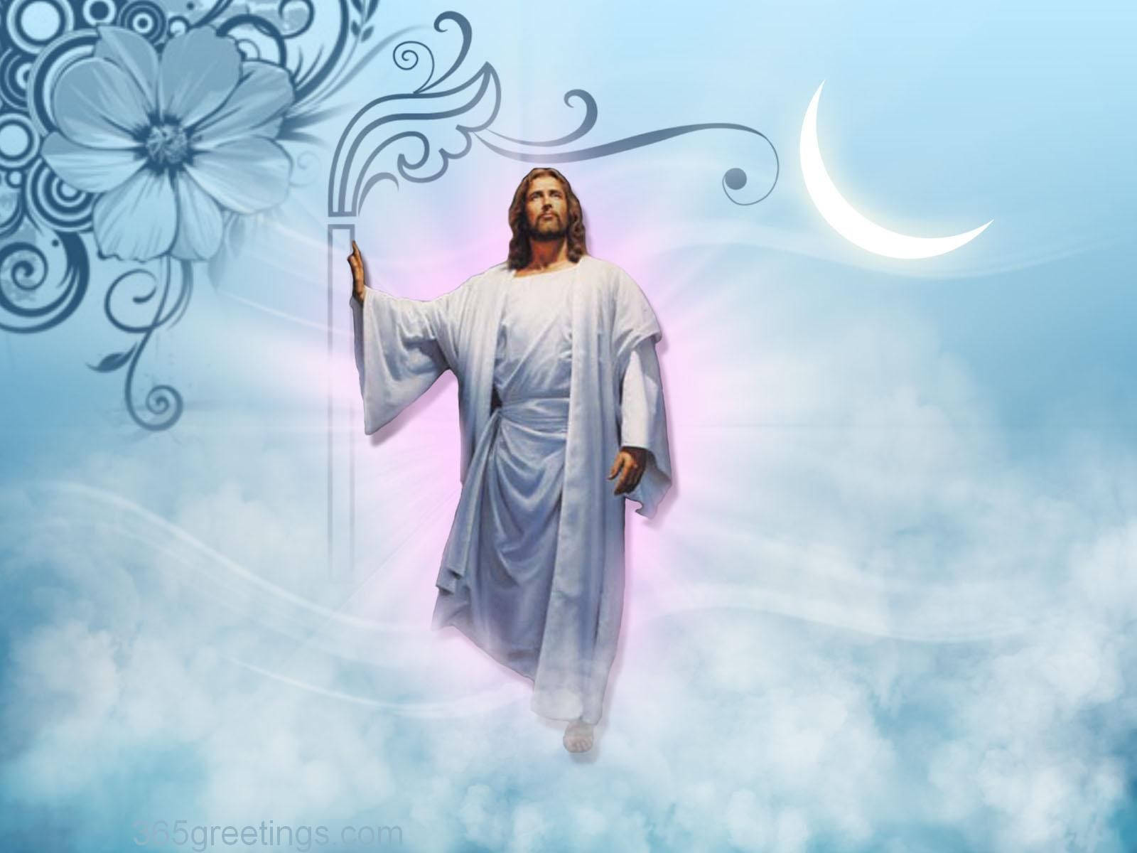 Beautiful Art Of Jesus Christ In Heaven Background