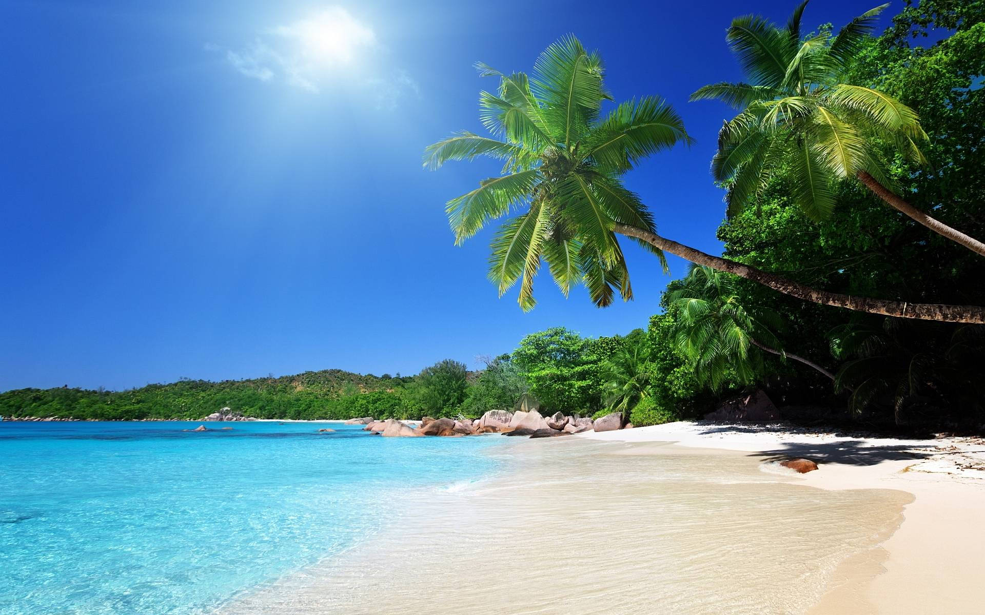 Beautiful Beach And Blue Sky Background