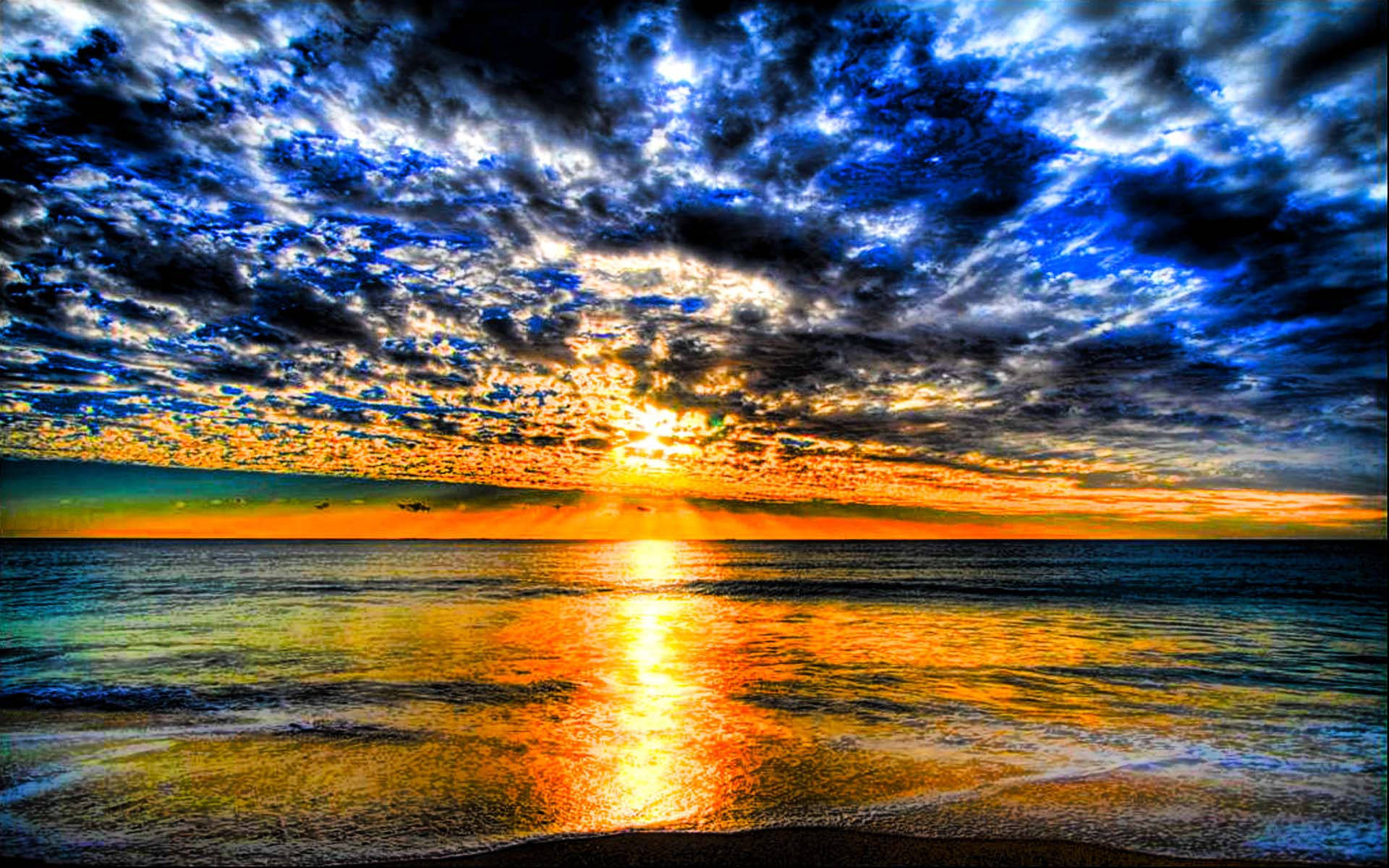 Beautiful Beach Under The Cloudy Skies Background