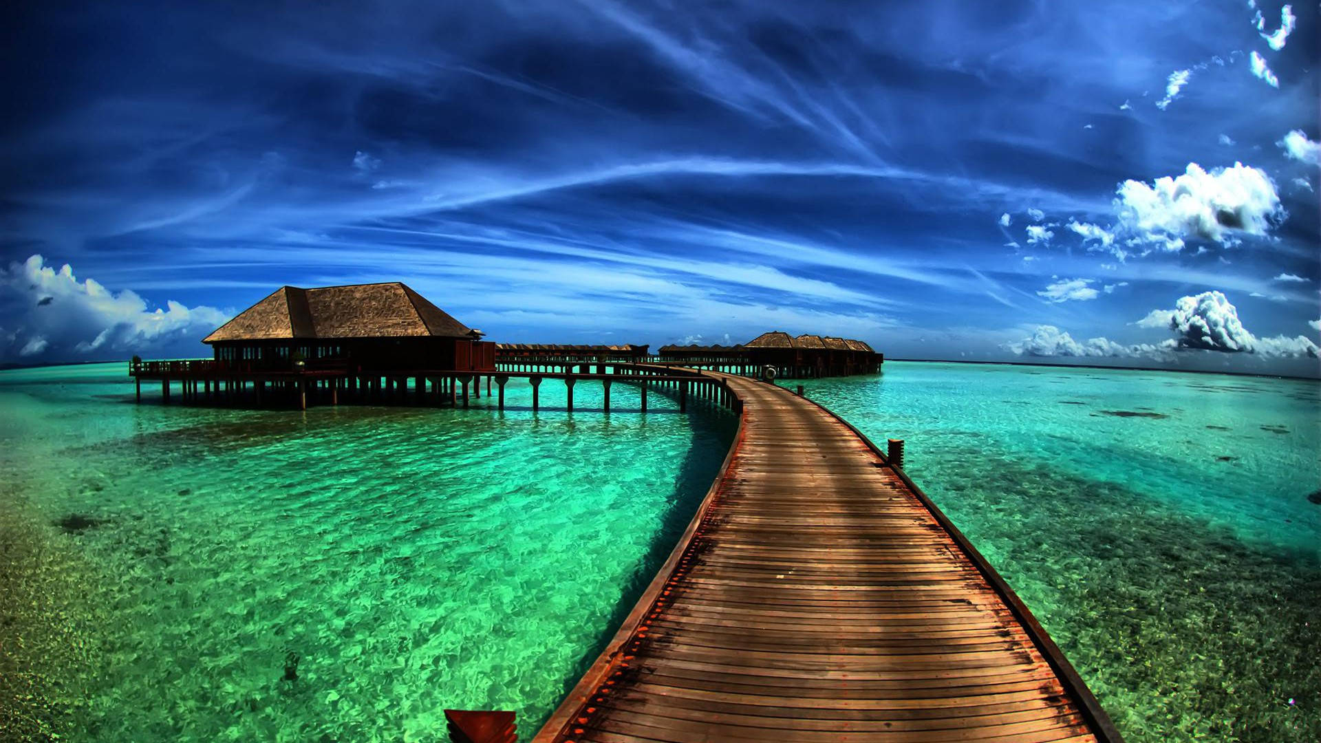 Beautiful Beach With A Boardwalk Background