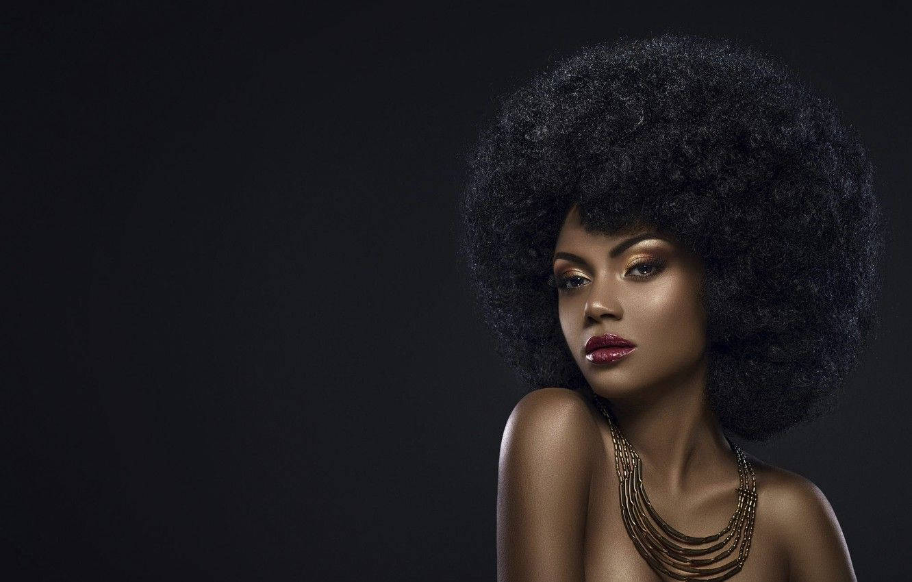 Beautiful Black Woman Afro Hair Background