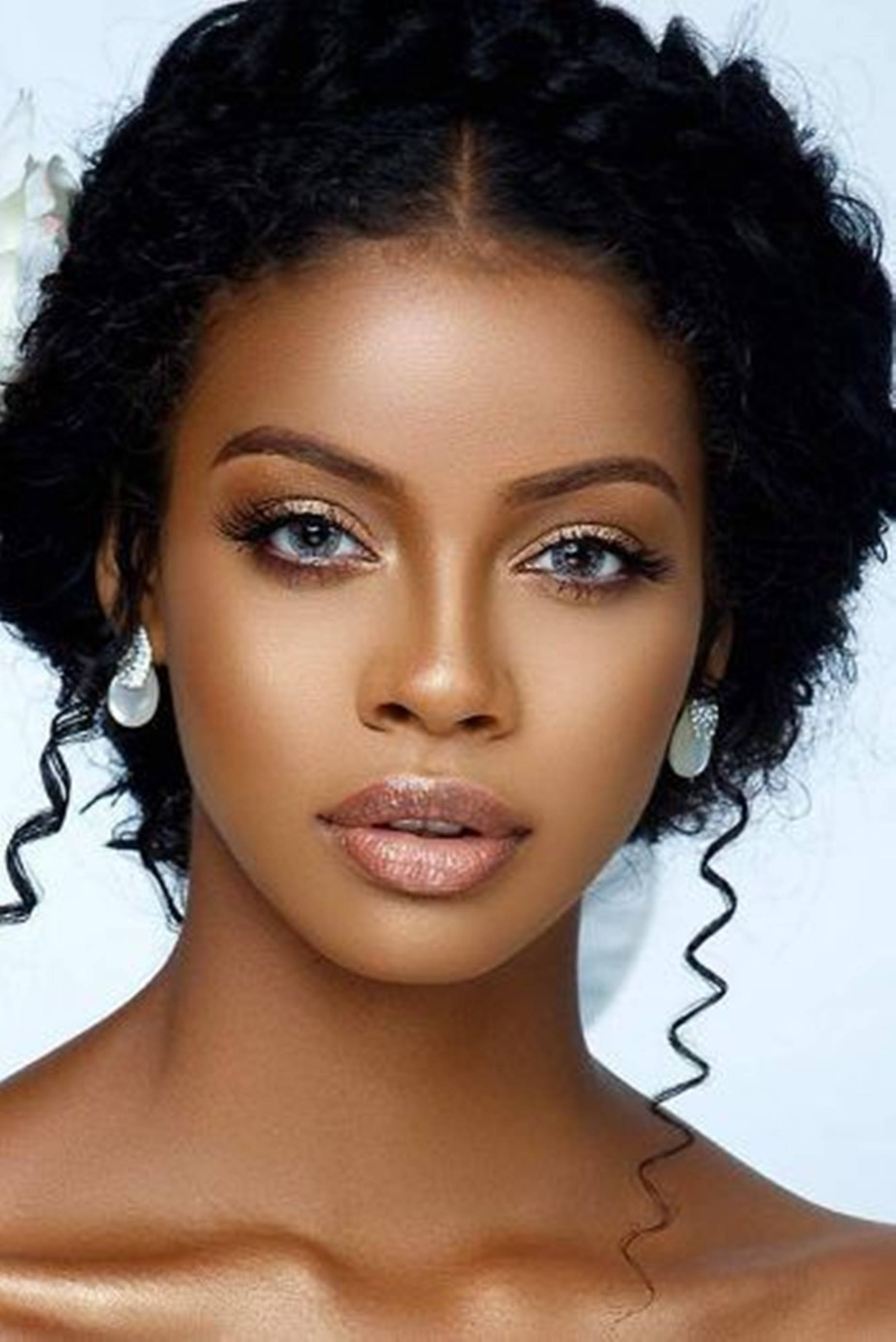 Beautiful Black Woman Clean Makeup Background